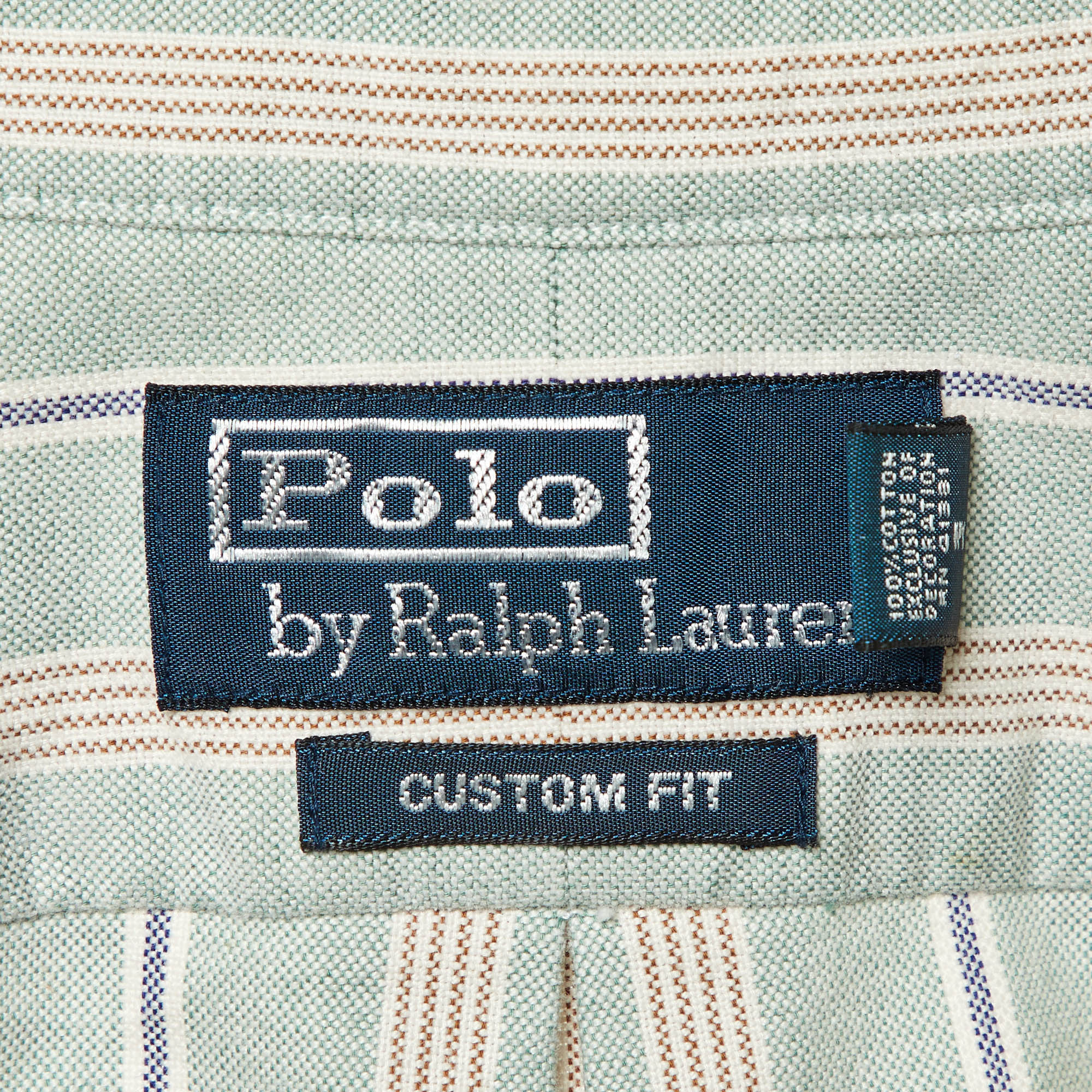 Polo Ralph Lauren Light Green Striped Cotton Button Down Shirt S 