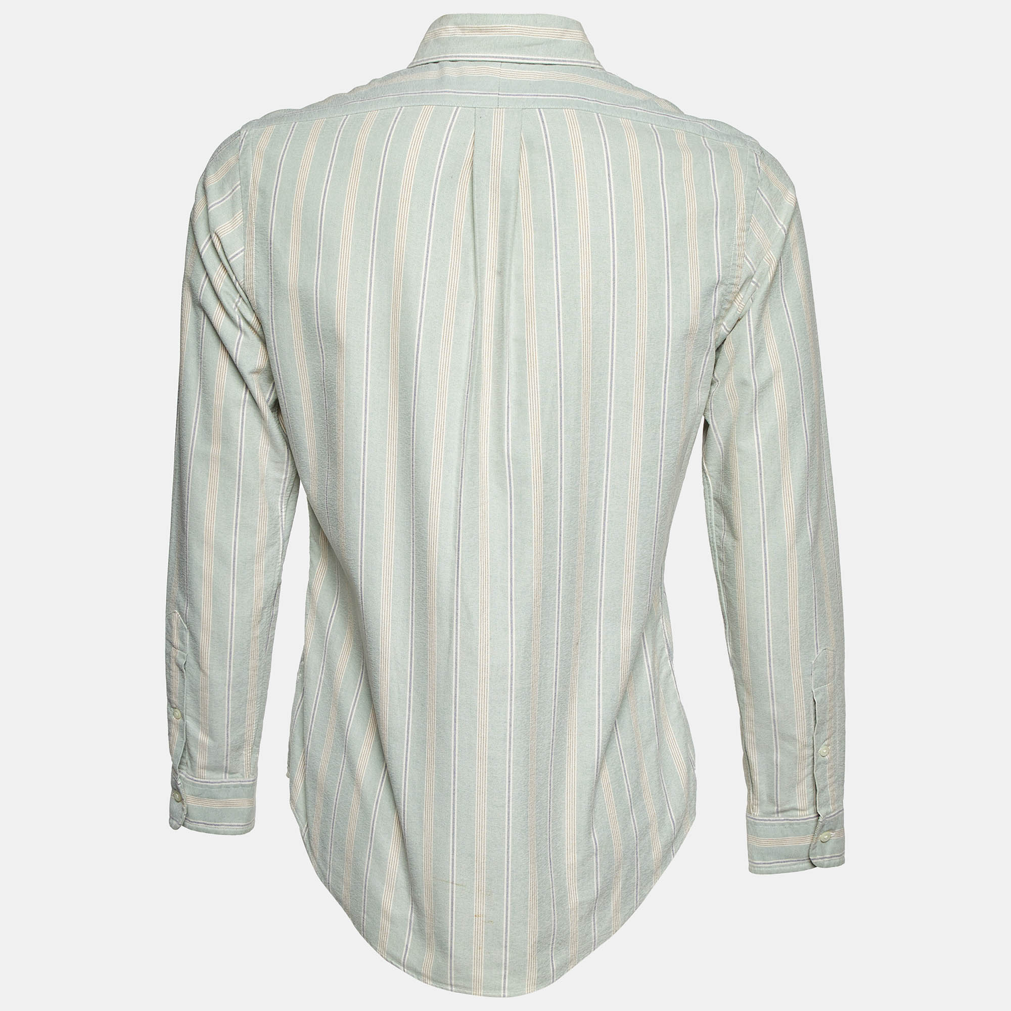 Polo Ralph Lauren Light Green Striped Cotton Button Down Shirt S 
