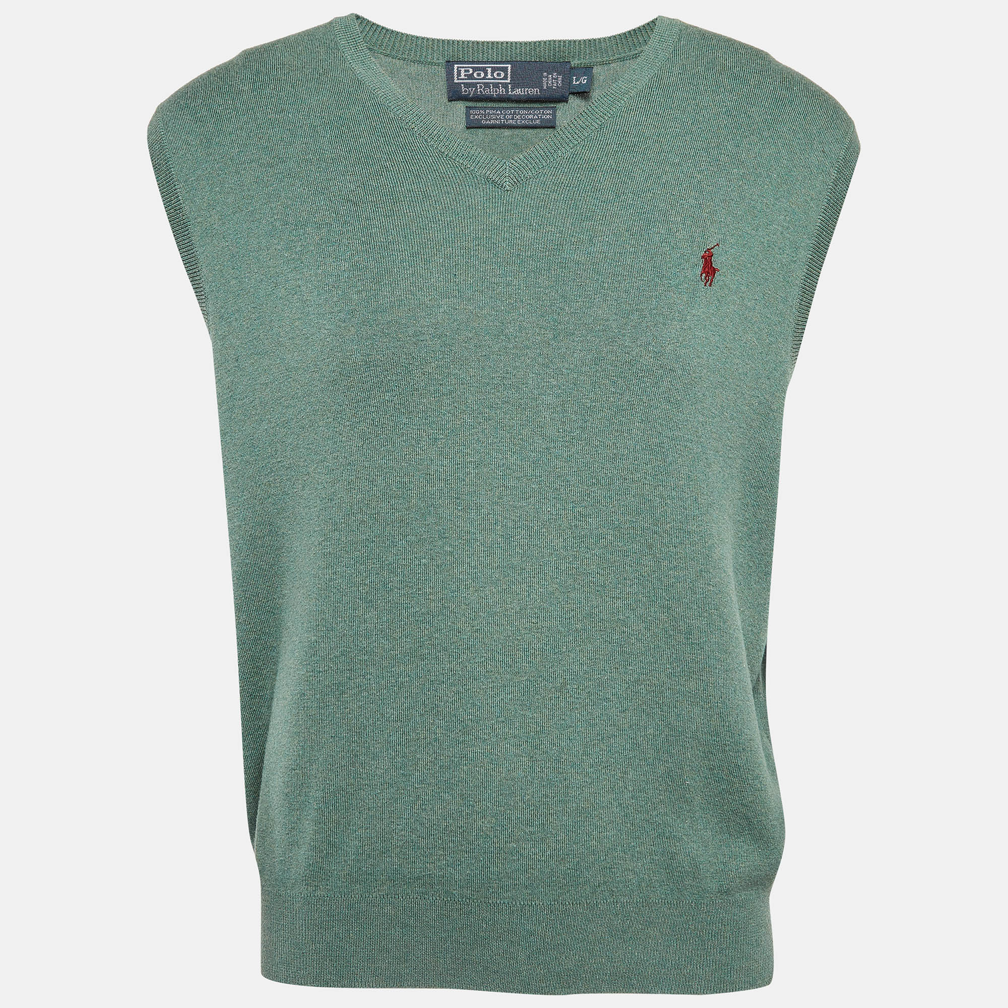 

Polo Ralph Lauren Green Cotton Knit Sleeveless T-Shirt L