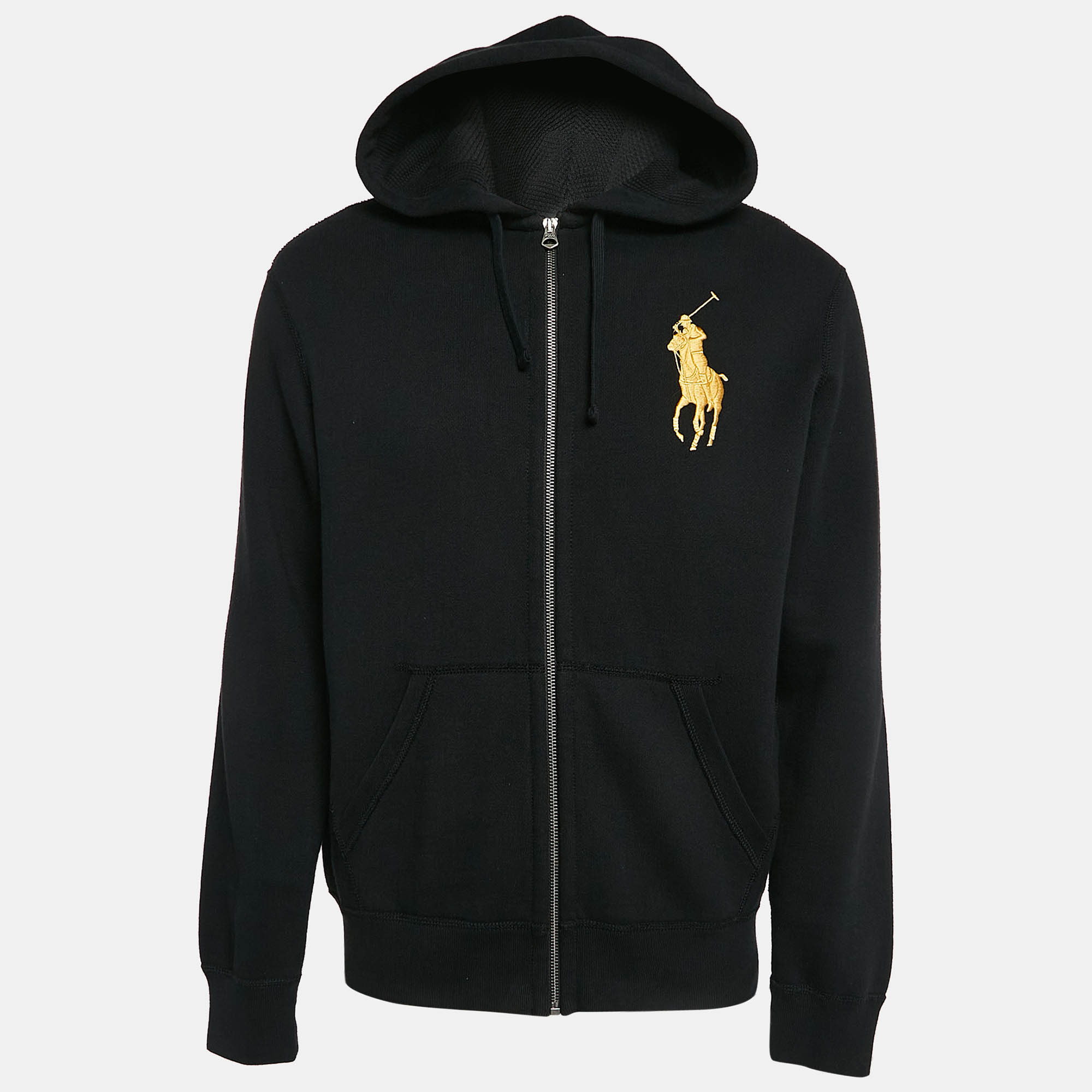 

Polo Ralph Lauren Black Logo Embroidered Knit Zip-Up Hoodie M