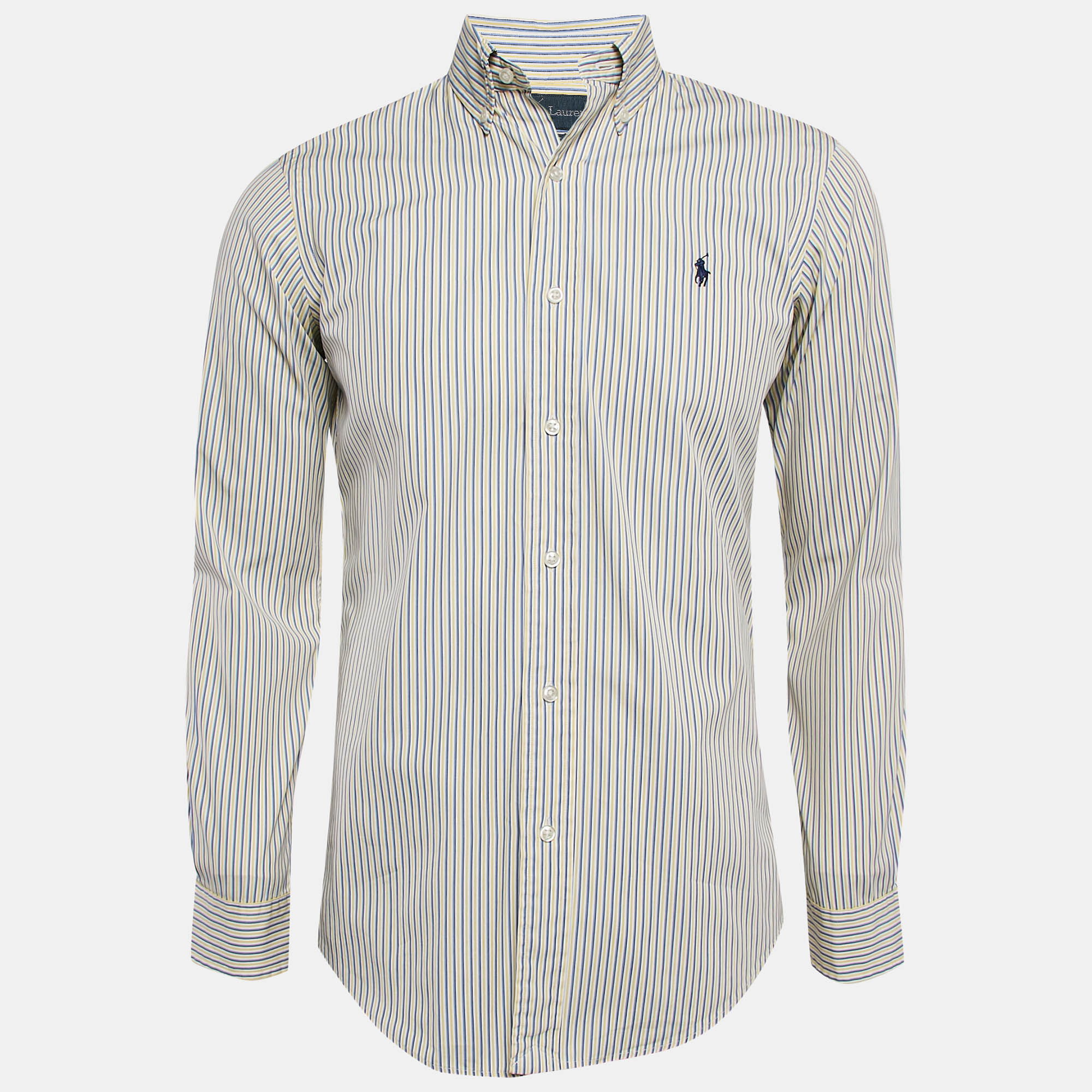 

Polo Ralph Lauren Yellow/Blue Striped Cotton Custom Fit Shirt S