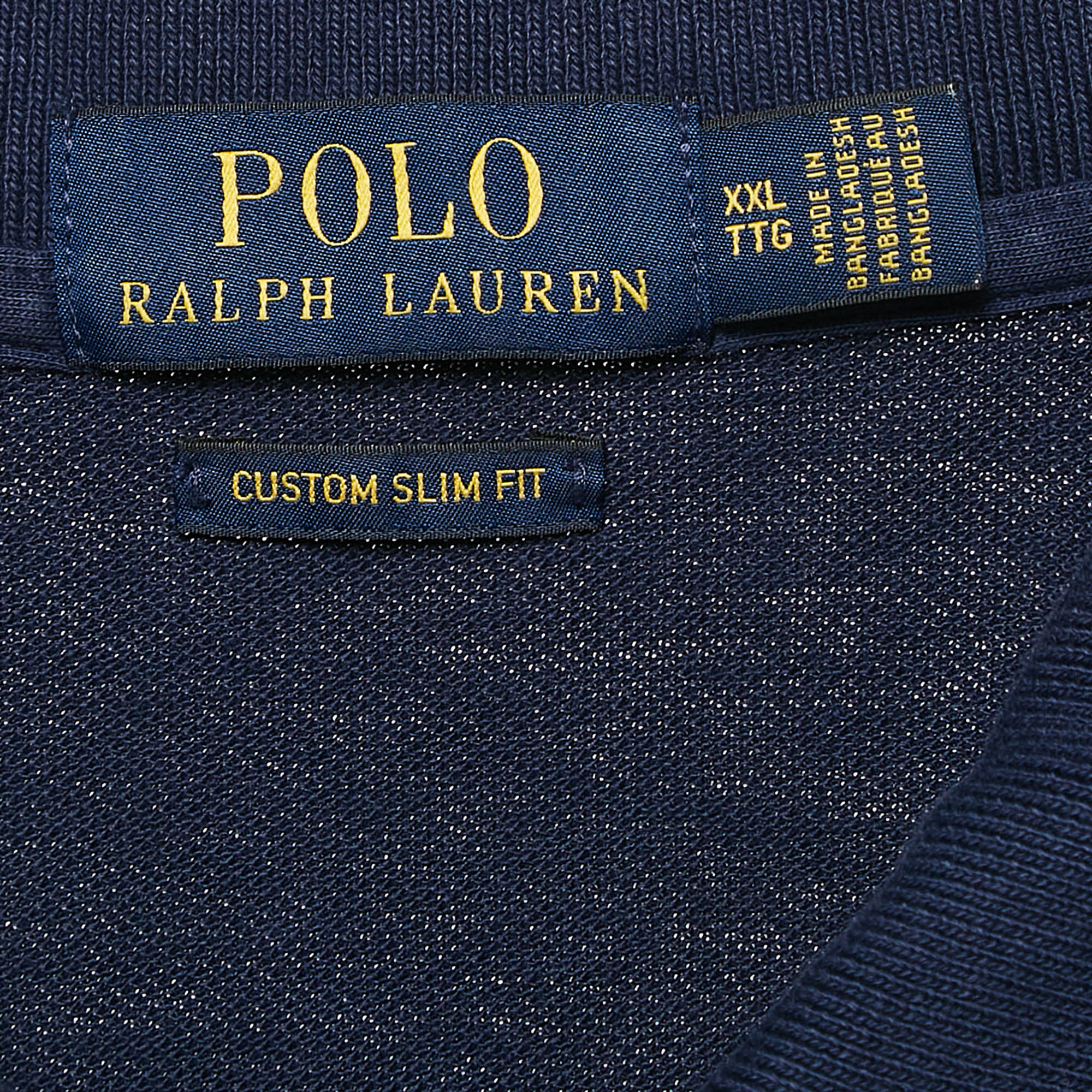 Polo Ralph Lauren Blue Pique Cotton Custom Fit Polo T-Shirt XXL 