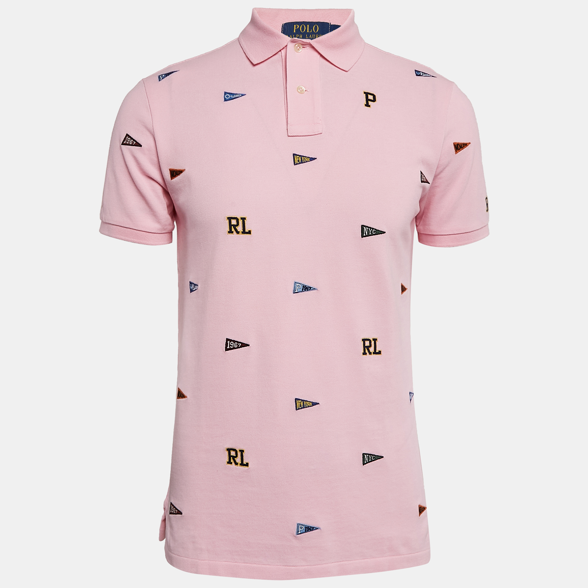 

Polo Ralph Lauren Pink Embroidered Cotton Polo T-Shirt M