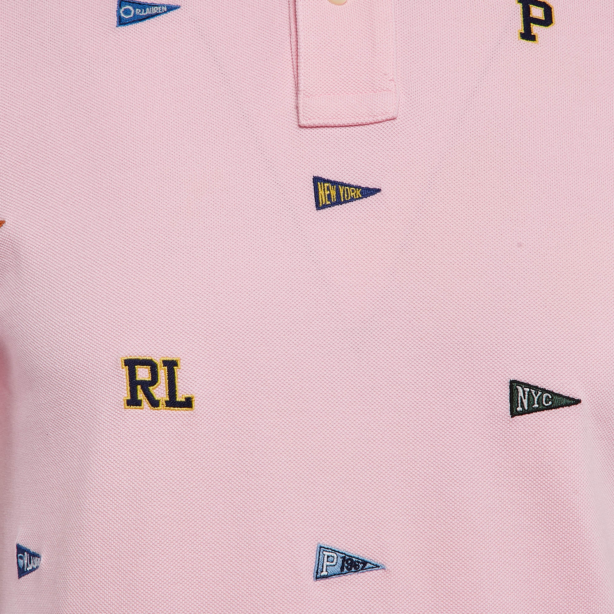 Polo Ralph Lauren Pink Embroidered Cotton Polo T-Shirt M 