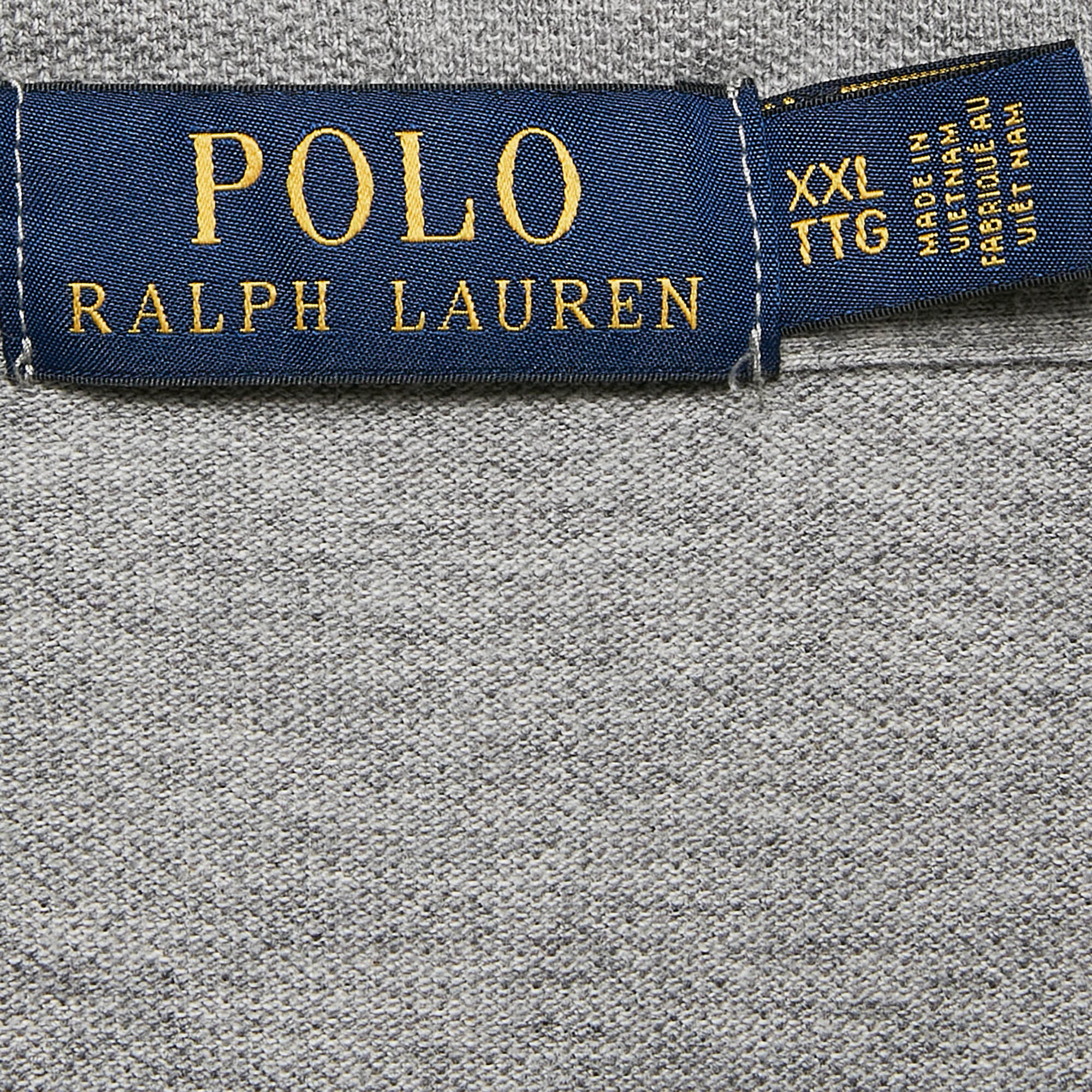 Polo Ralph Lauren Grey Logo Embroidery Cotton Knit Hoodie XXL 