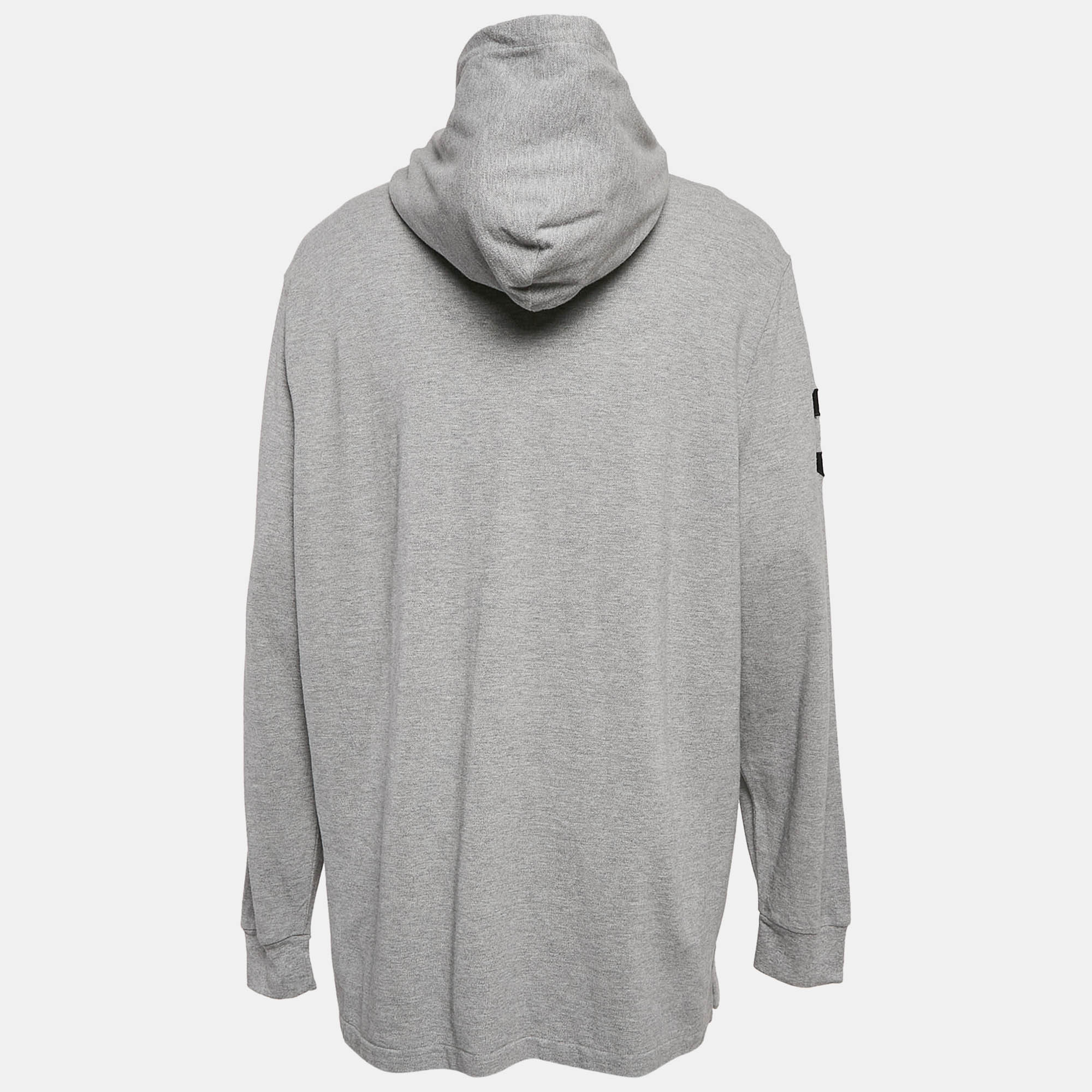 Polo Ralph Lauren Grey Logo Embroidery Cotton Knit Hoodie XXL 