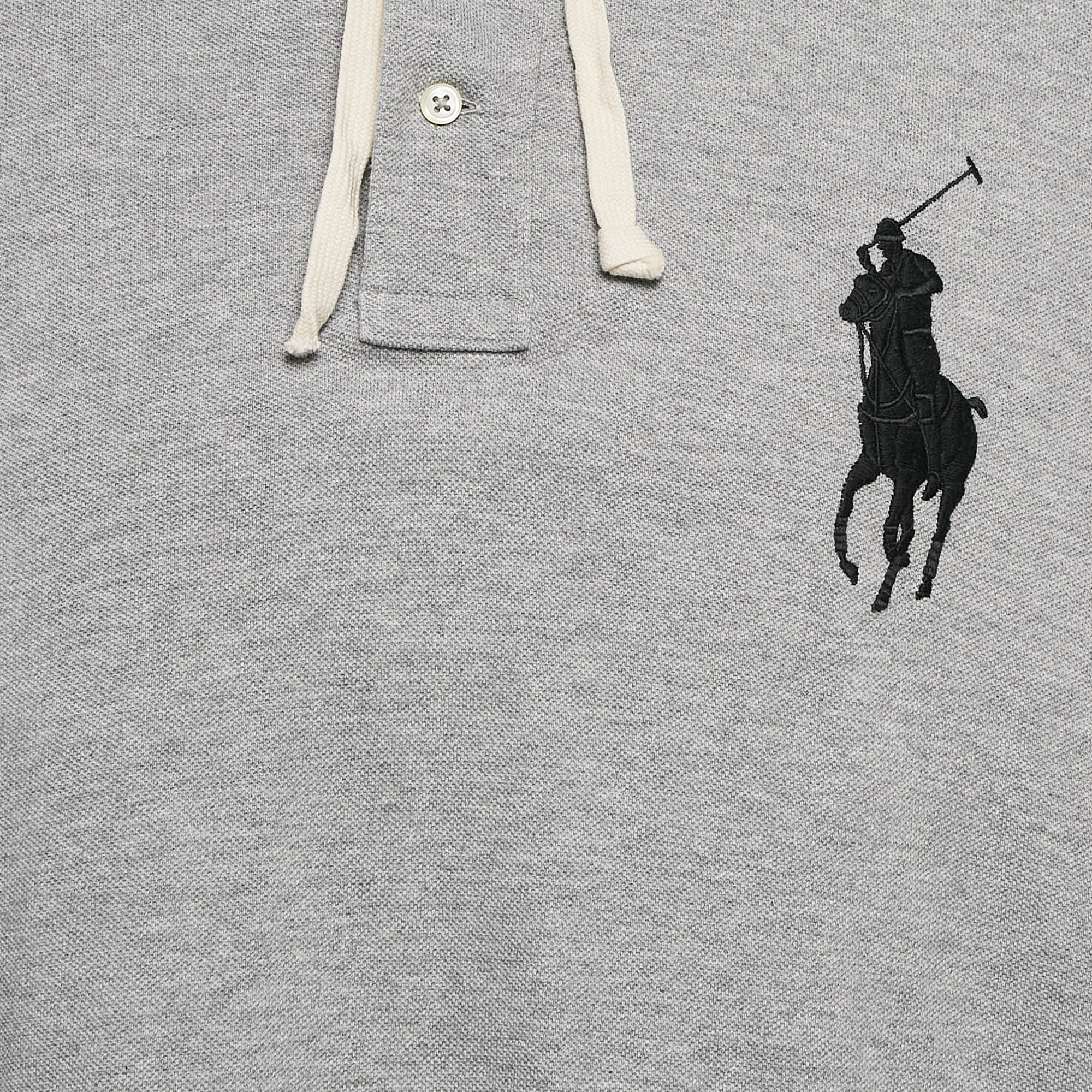 Polo Ralph Lauren Grey Logo Embroidery Cotton Knit Hoodie XXL 
