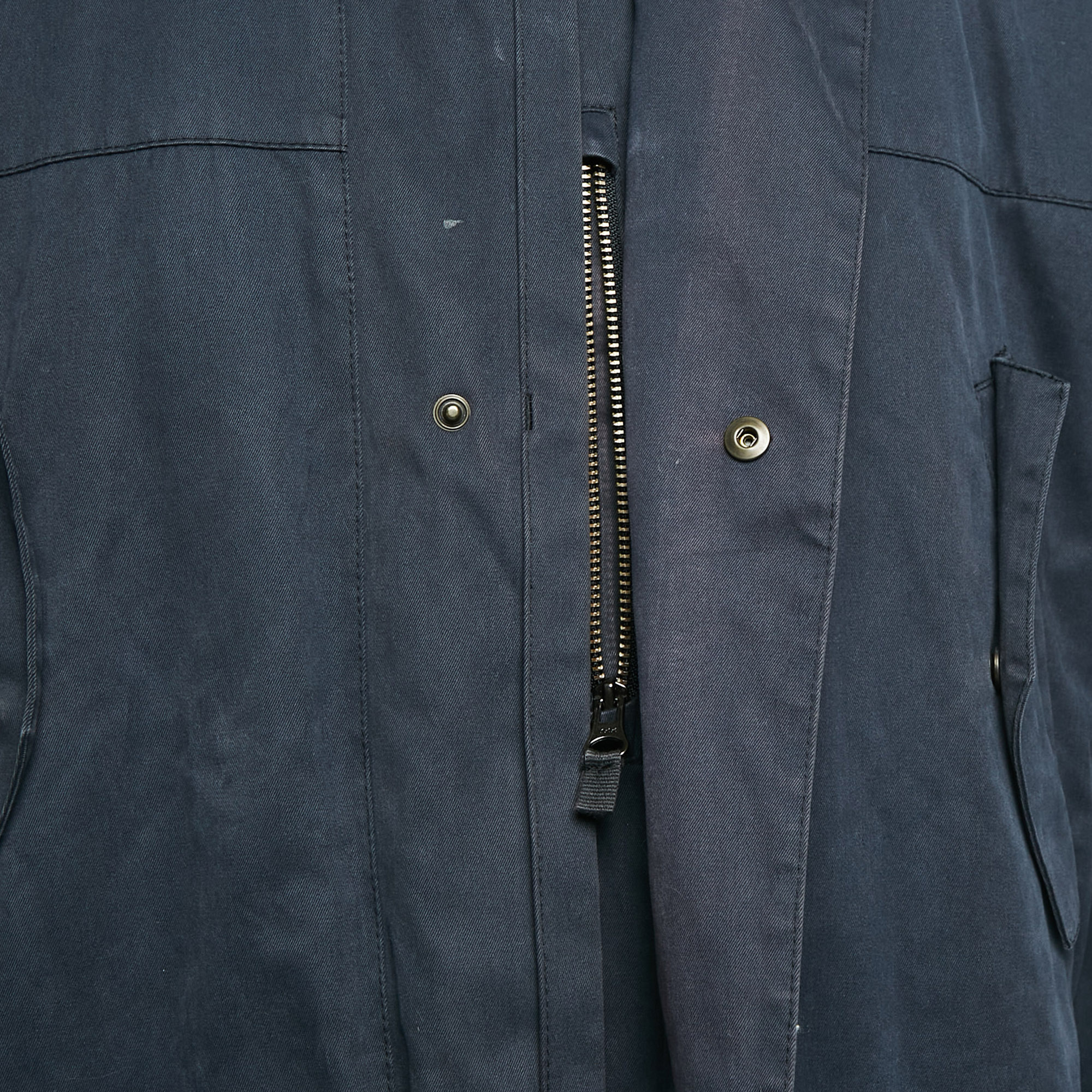 Polo Ralph Lauren Vintage Navy Blue Cotton Zip-Up Utility Jacket L 