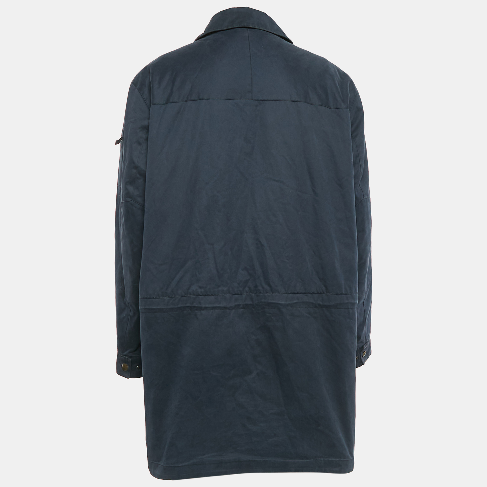Polo Ralph Lauren Vintage Navy Blue Cotton Zip-Up Utility Jacket L 