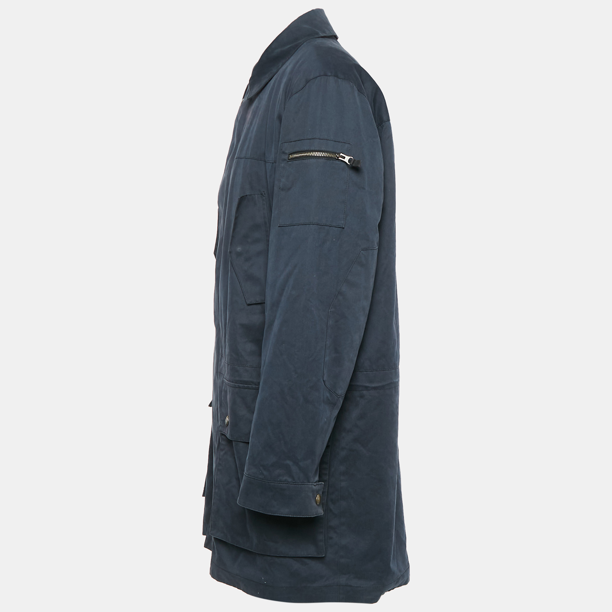 Polo Ralph Lauren Vintage Navy Blue Cotton Zip-Up Utility Jacket L 
