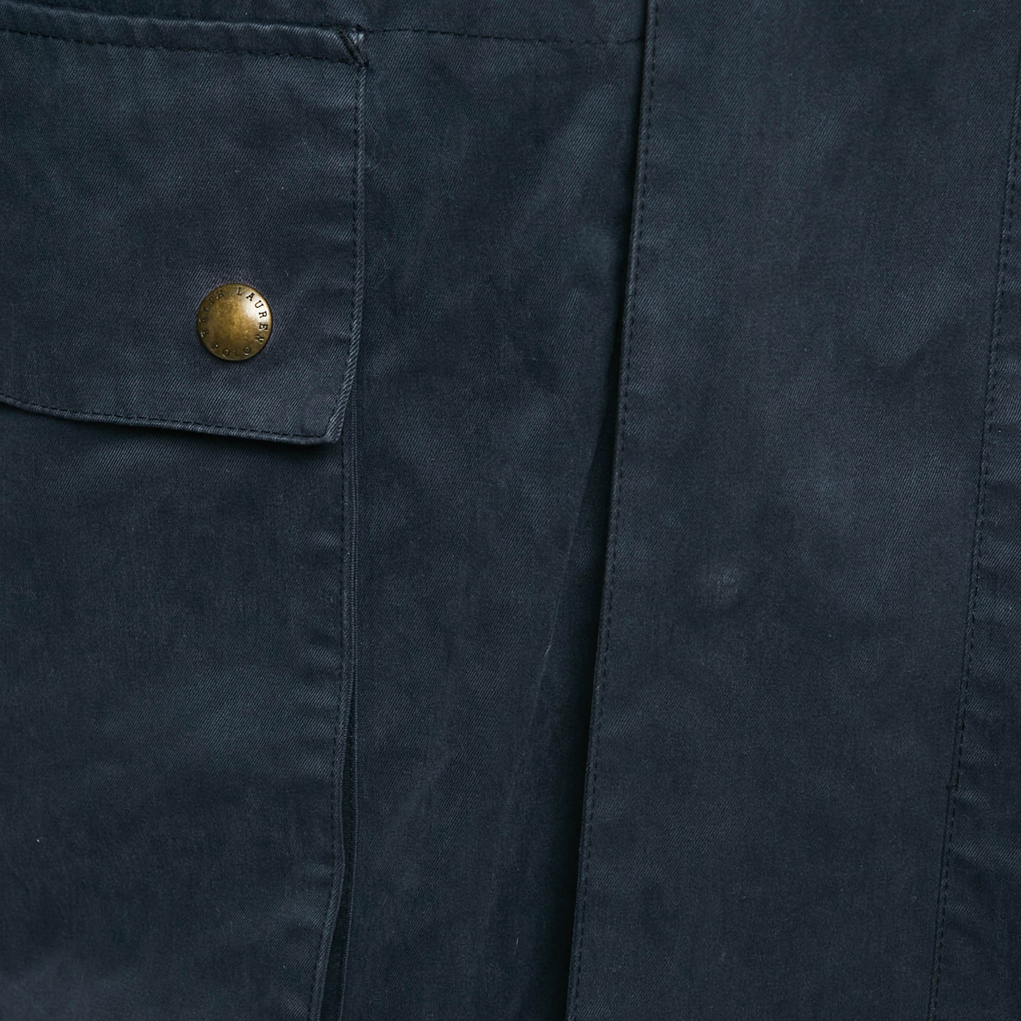 Polo Ralph Lauren Vintage Navy Blue Cotton Zip-Up Utility Jacket L 