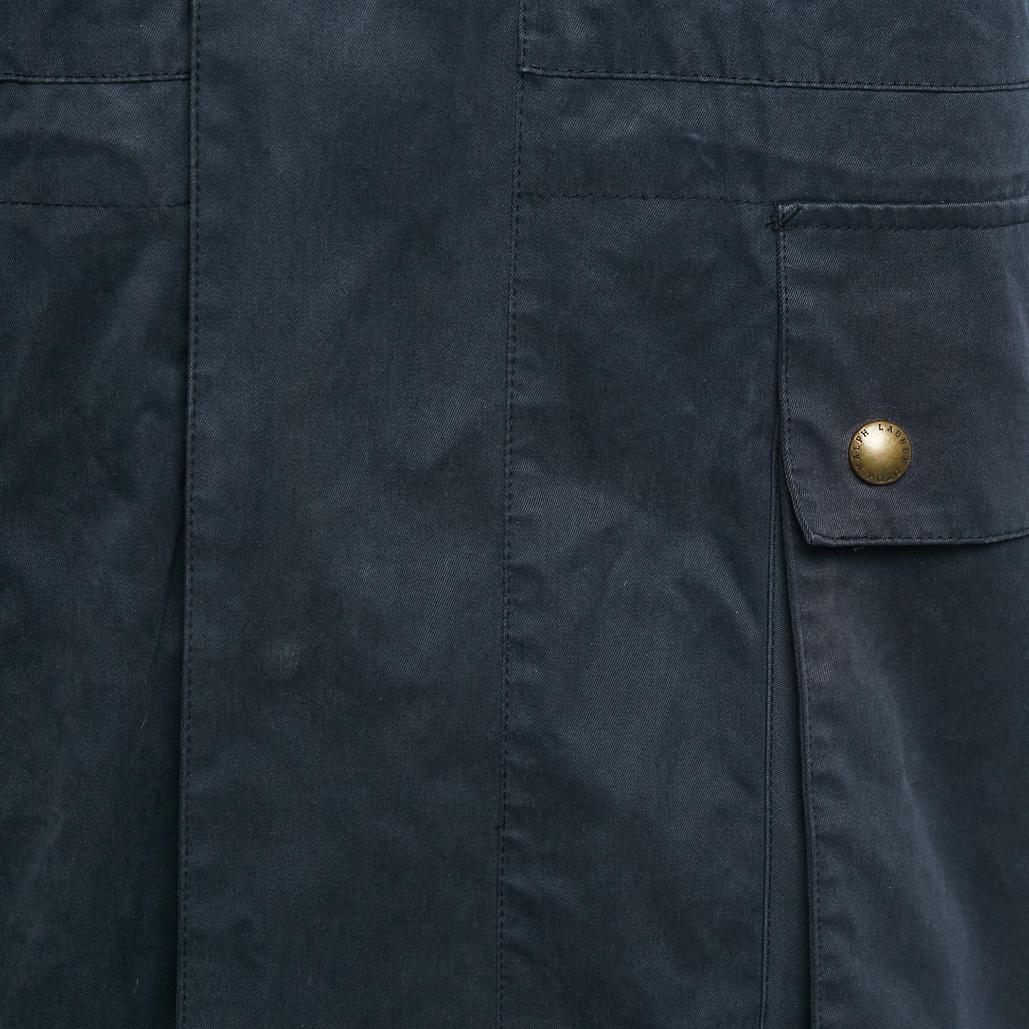 Polo Ralph Lauren Vintage Navy Blue Cotton Zip-Up Utility Jacket L 