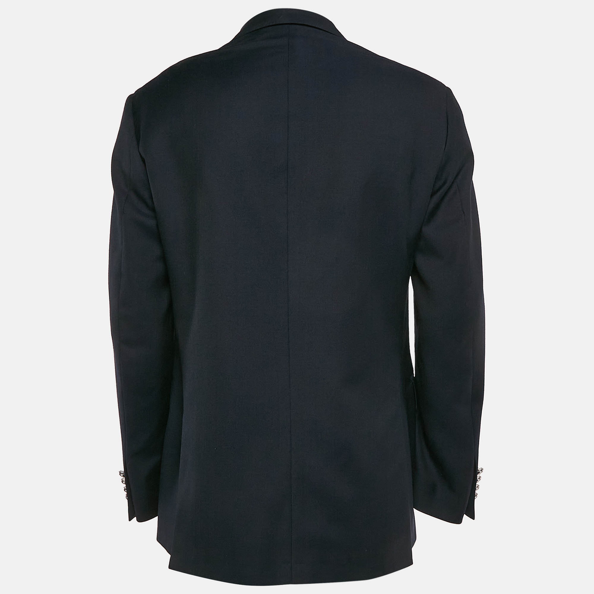 Polo Ralph Lauren Navy Blue Wool Applique Detail Single Breasted Blazer XL 
