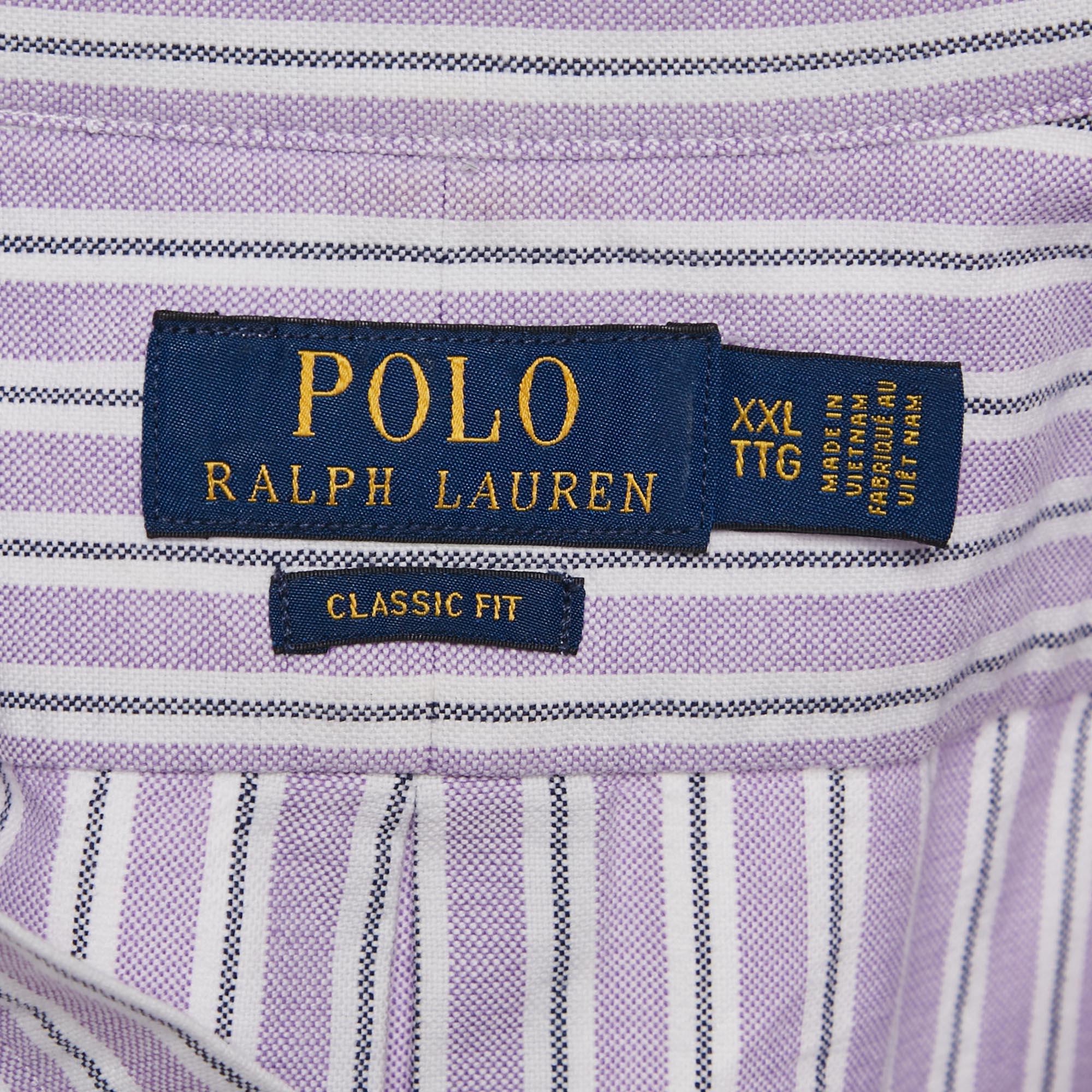 Polo Ralph Lauren Purple Stripe Cotton Button Down Shirt XXL 