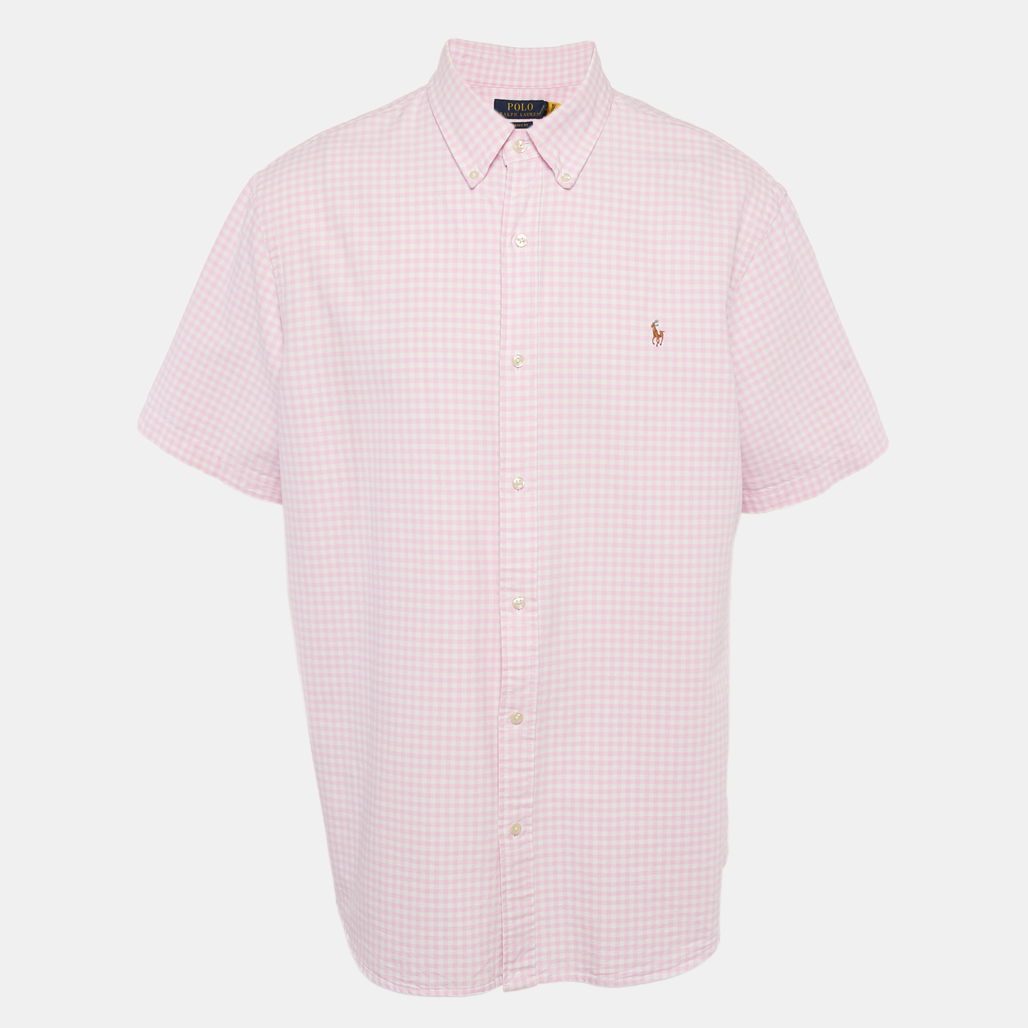 

Polo Ralph Lauren Pink Gingham Checks Cotton Short Sleeve Shirt XXL