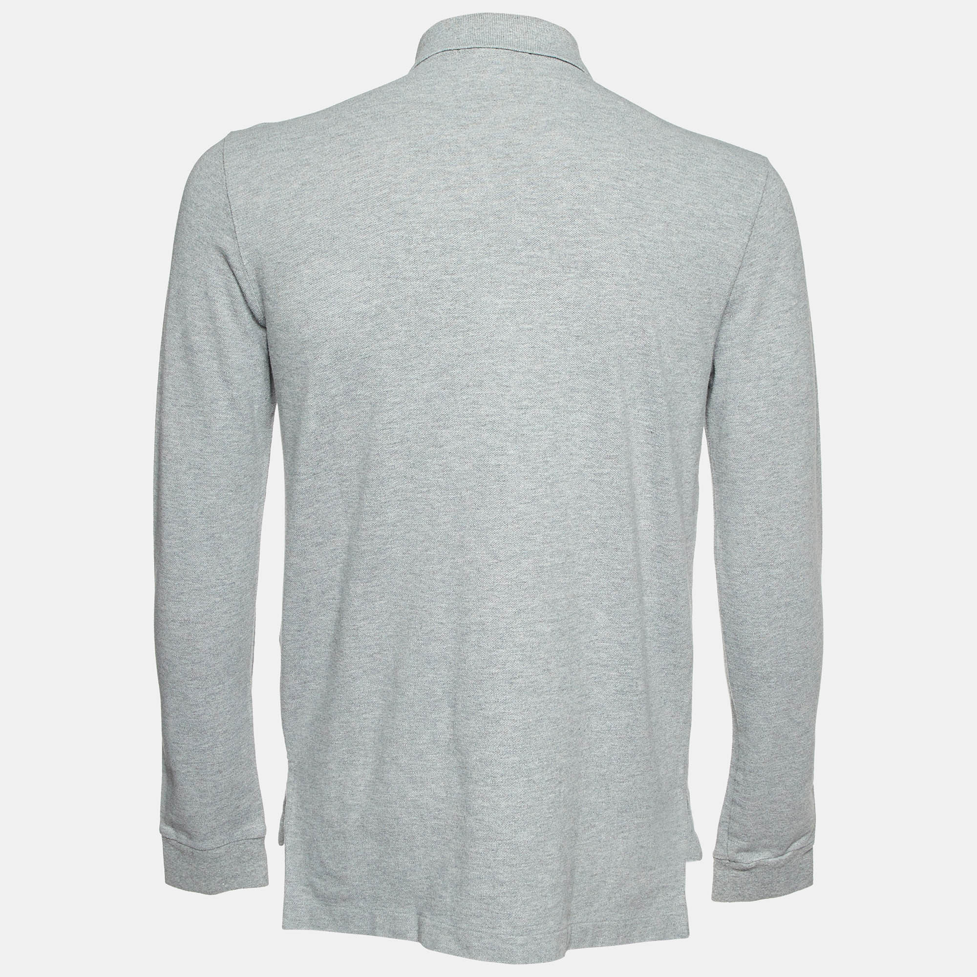 Polo Ralph Lauren Grey Cotton Long Sleeve Polo T-Shirt M 