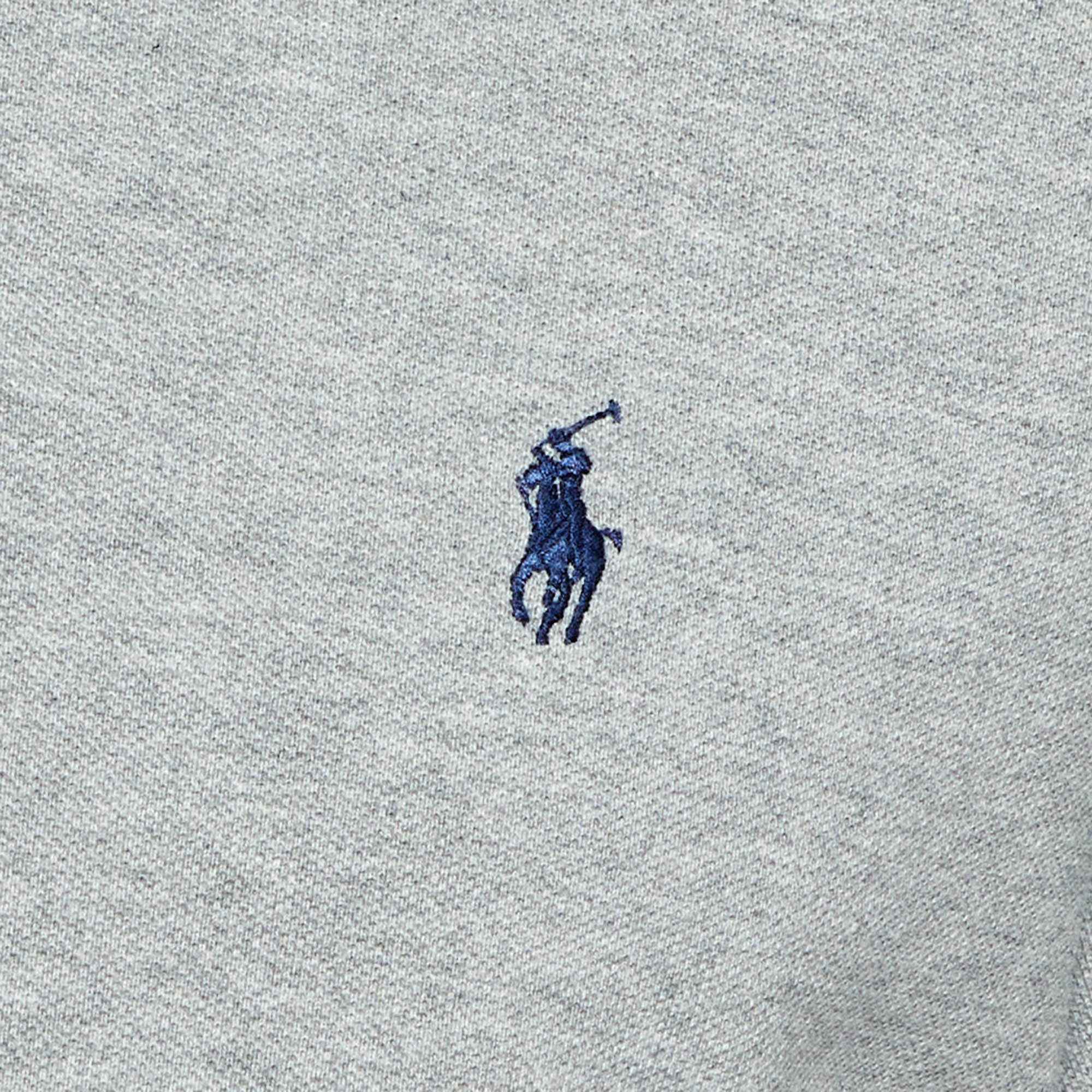 Polo Ralph Lauren Grey Cotton Long Sleeve Polo T-Shirt M 