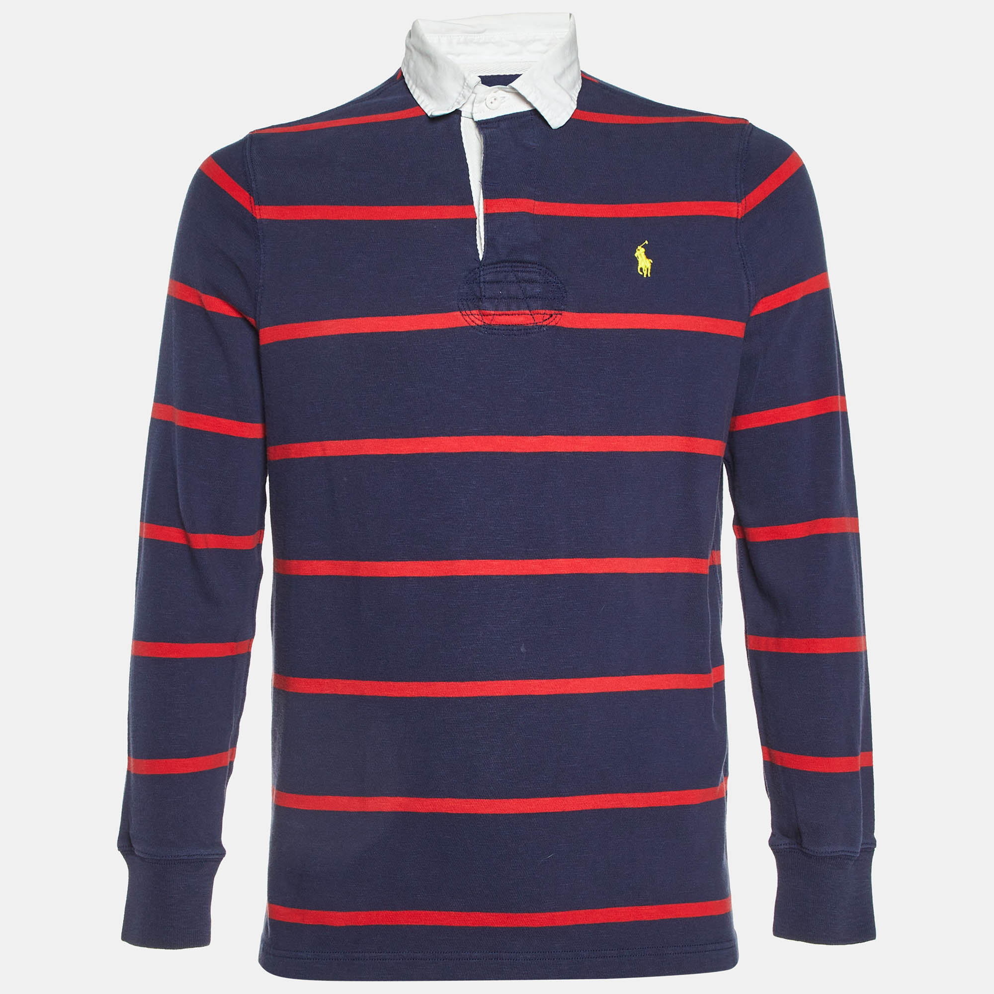 

Polo Ralph Lauren Navy Blue Striped Cotton Polo T-Shirt M