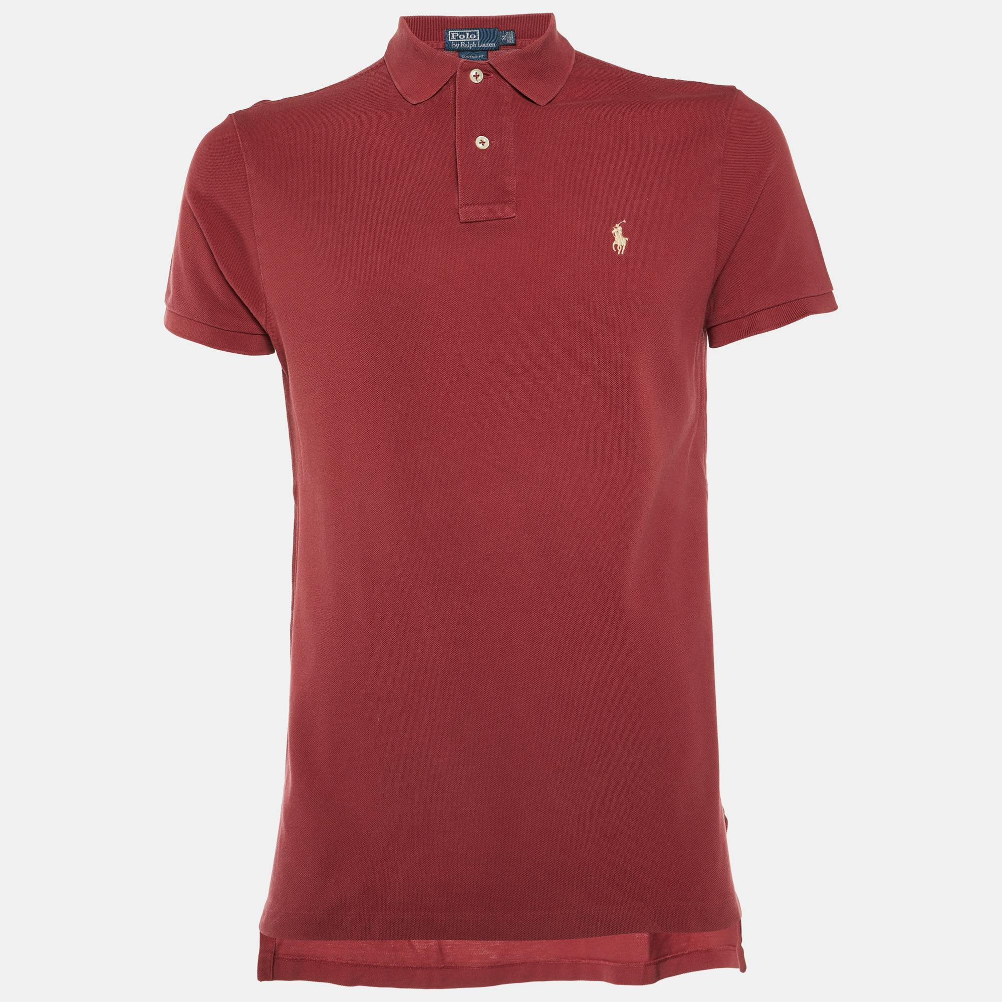 

Polo Ralph Lauren Maroon Cotton Custom Fit Polo T-Shirt M, Red