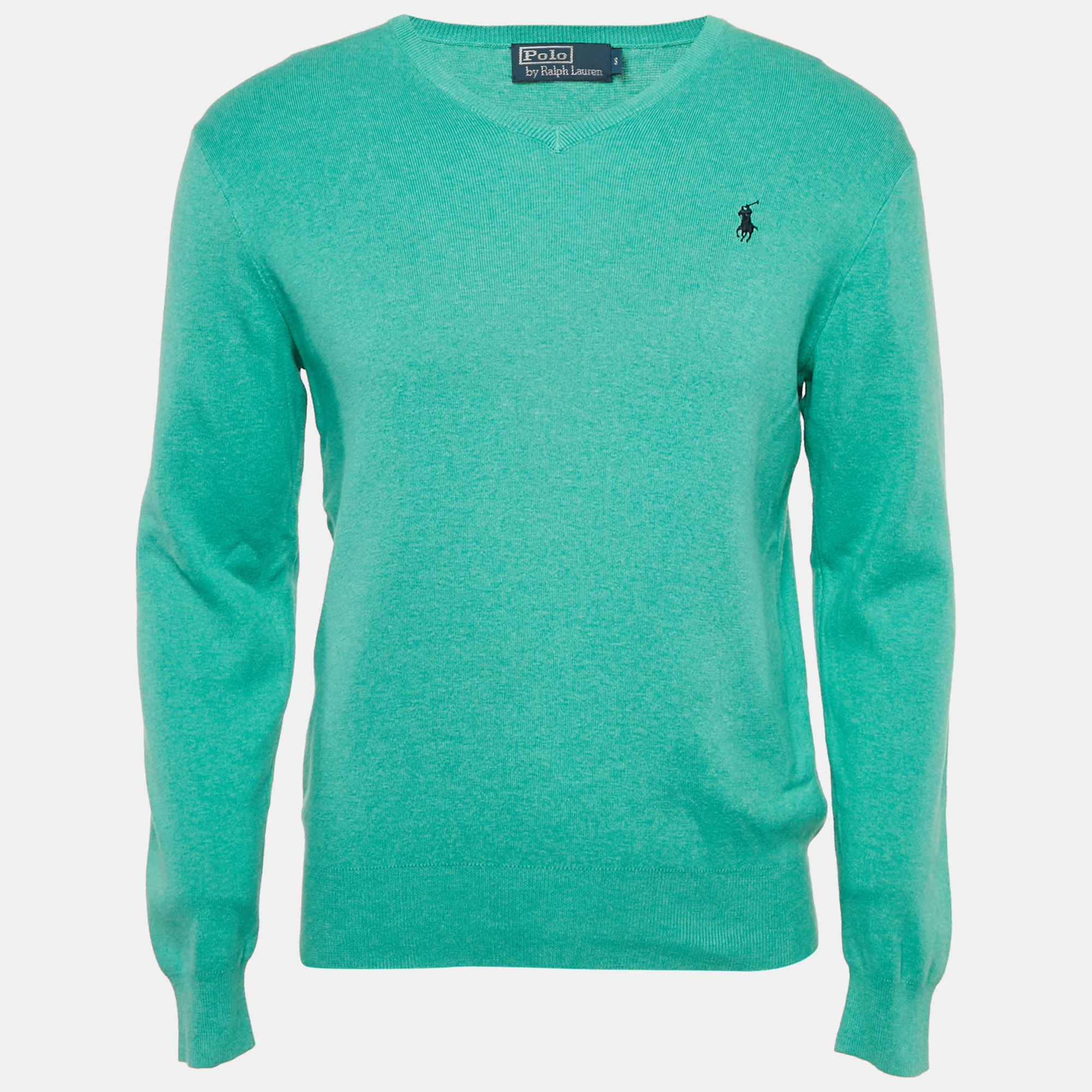 

Polo Ralph Lauren Green Cotton Knit V-Neck Sweater S