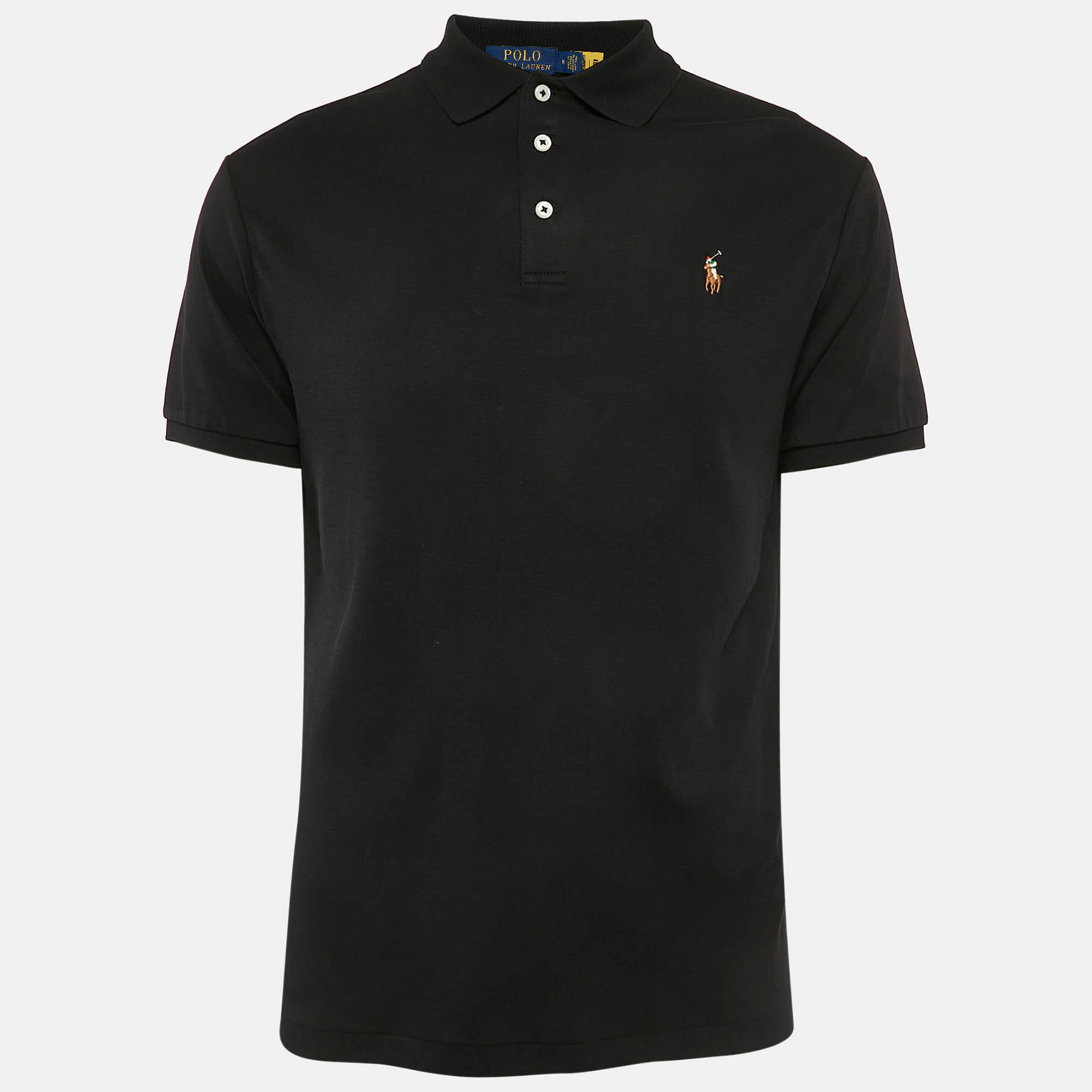 

Polo Ralph Lauren Black Jersey Cotton Custom Fit Polo T-Shirt M