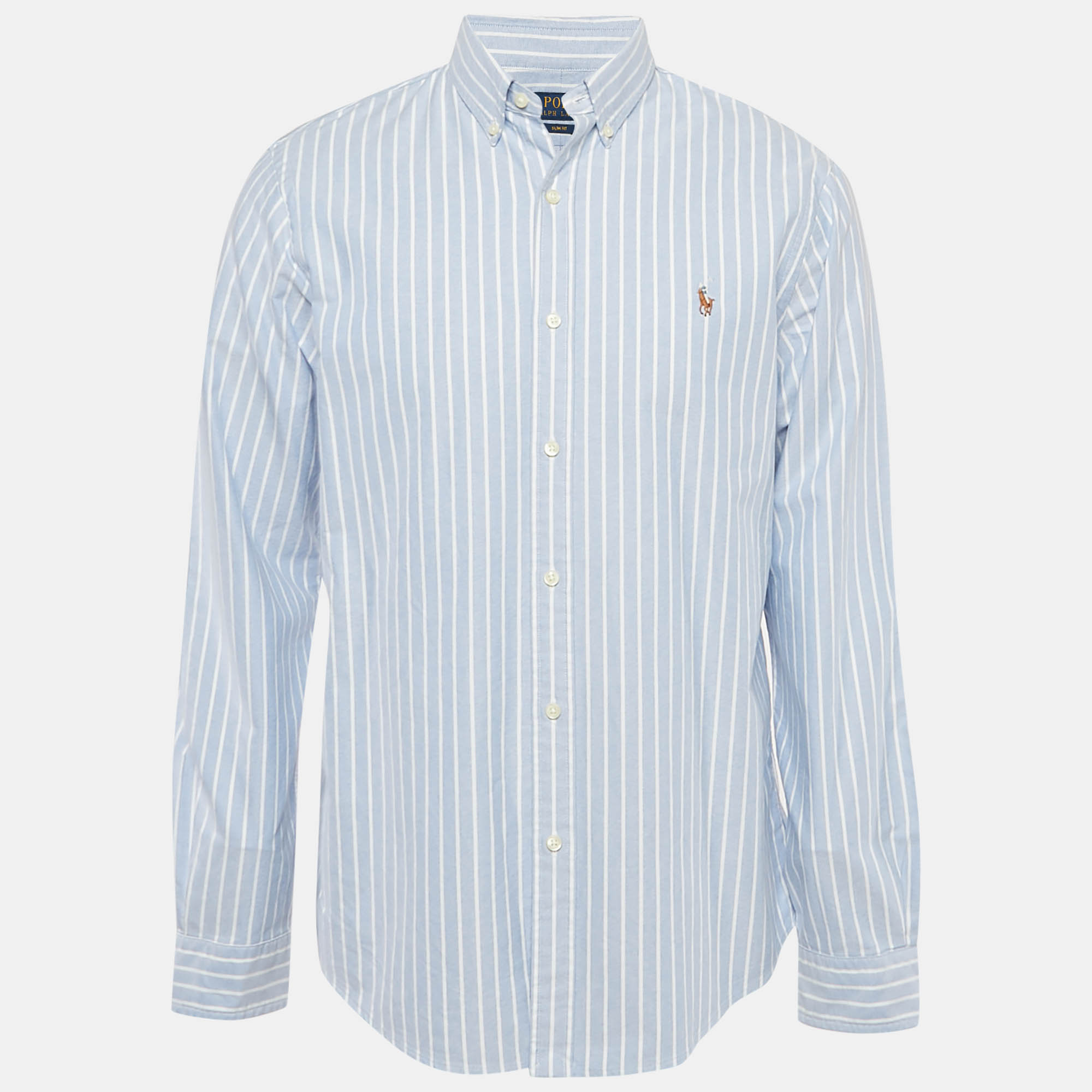 

Polo Ralph Lauren Blue Striped Cotton Slim Fit Shirt L