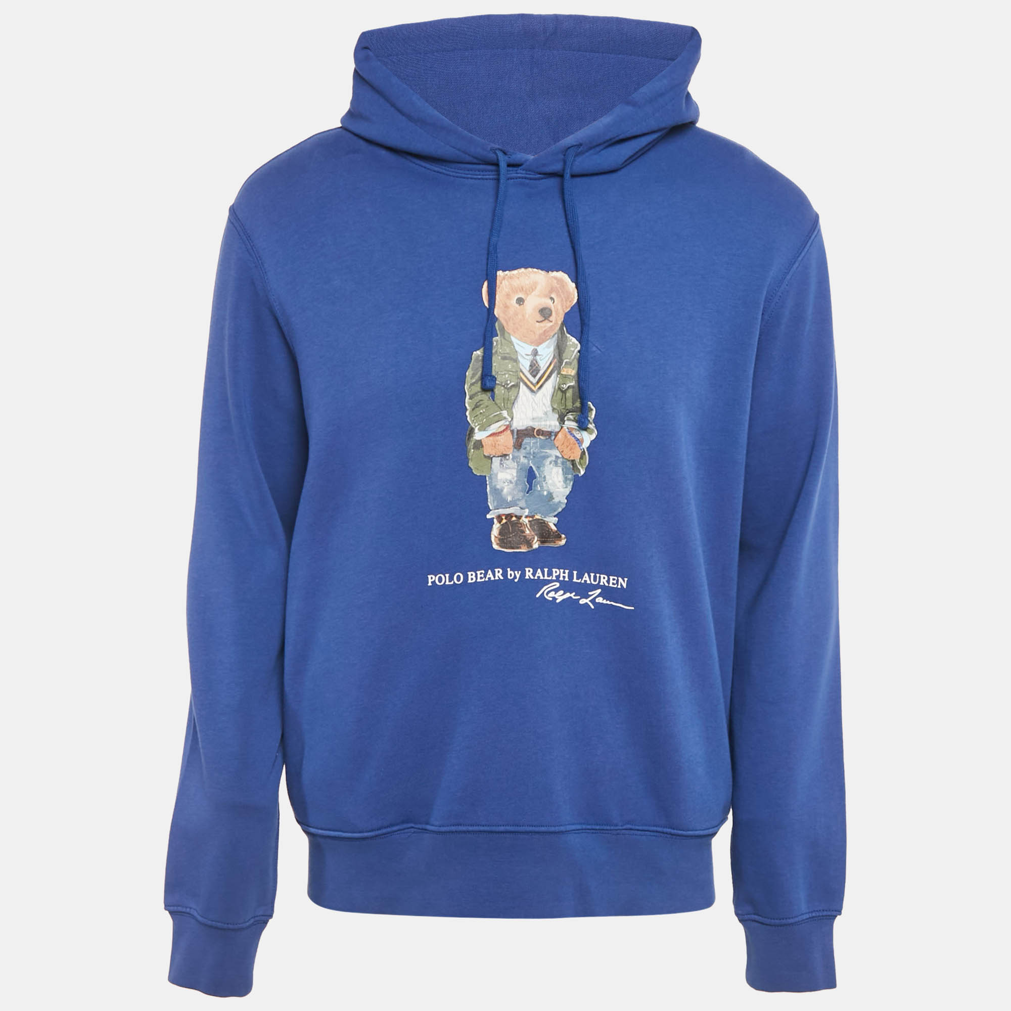 

Polo Ralph Lauren Blue Polo Bear Print Cotton Hooded Sweatshirt M
