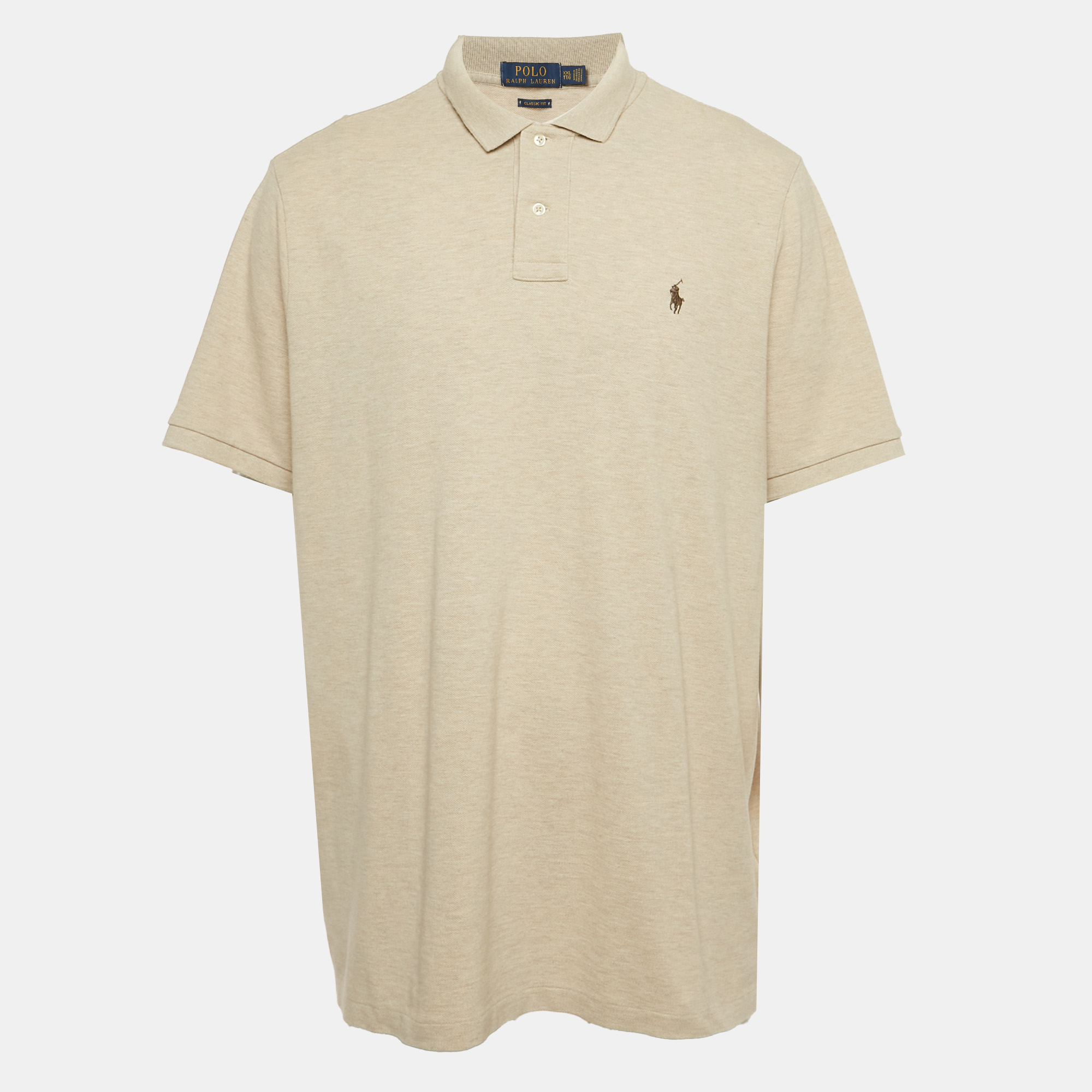 

Polo Ralph Lauren Logo Embroidered Cotton Classic Fit Polo T-Shirt XXL, Beige