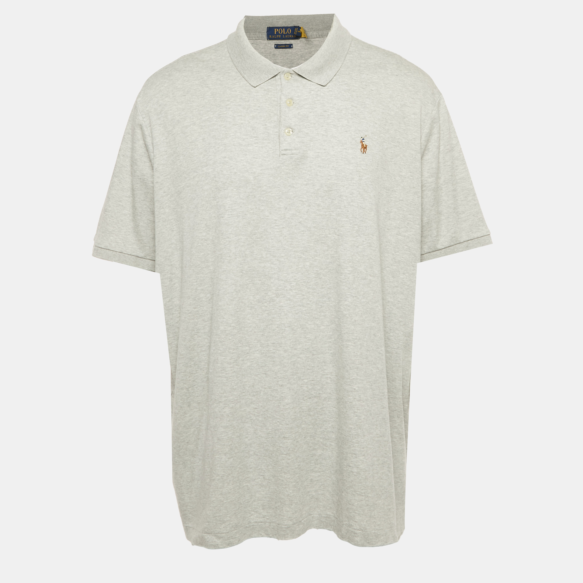 

Polo Ralph Lauren Grey Logo Embroidered Cotton Polo T-Shirt XXL
