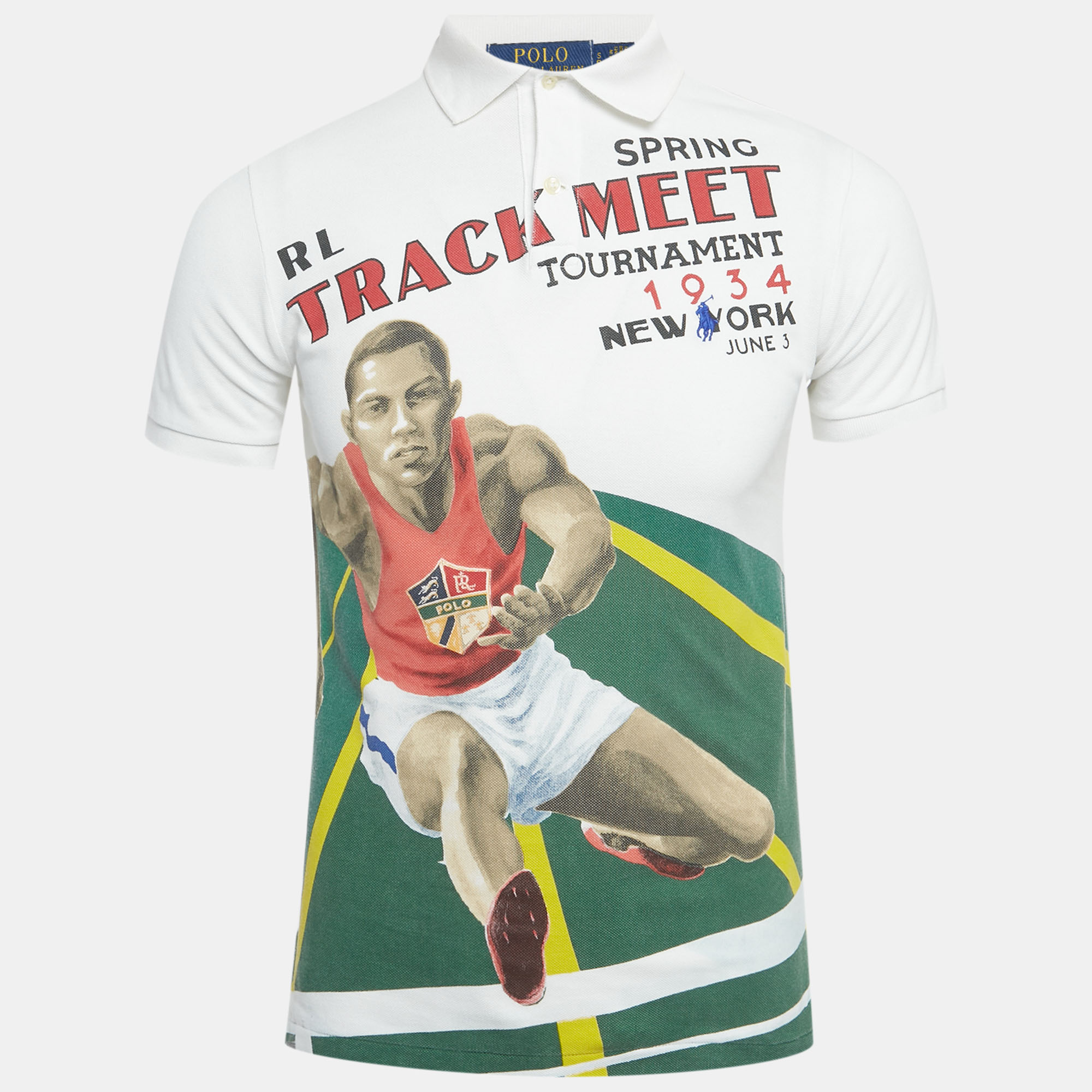 

Polo Ralph Lauren White Spring Track Meet Cotton Polo T-Shirt S