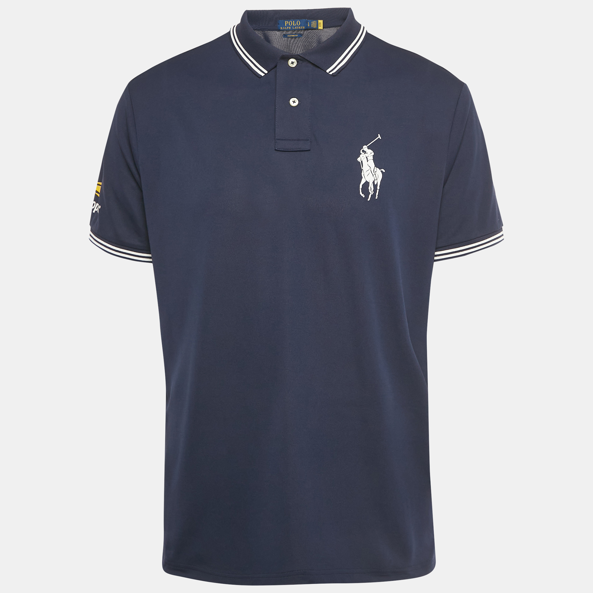 

Polo Ralph Lauren Navy Blue Logo Print Jersey Polo T-Shirt L