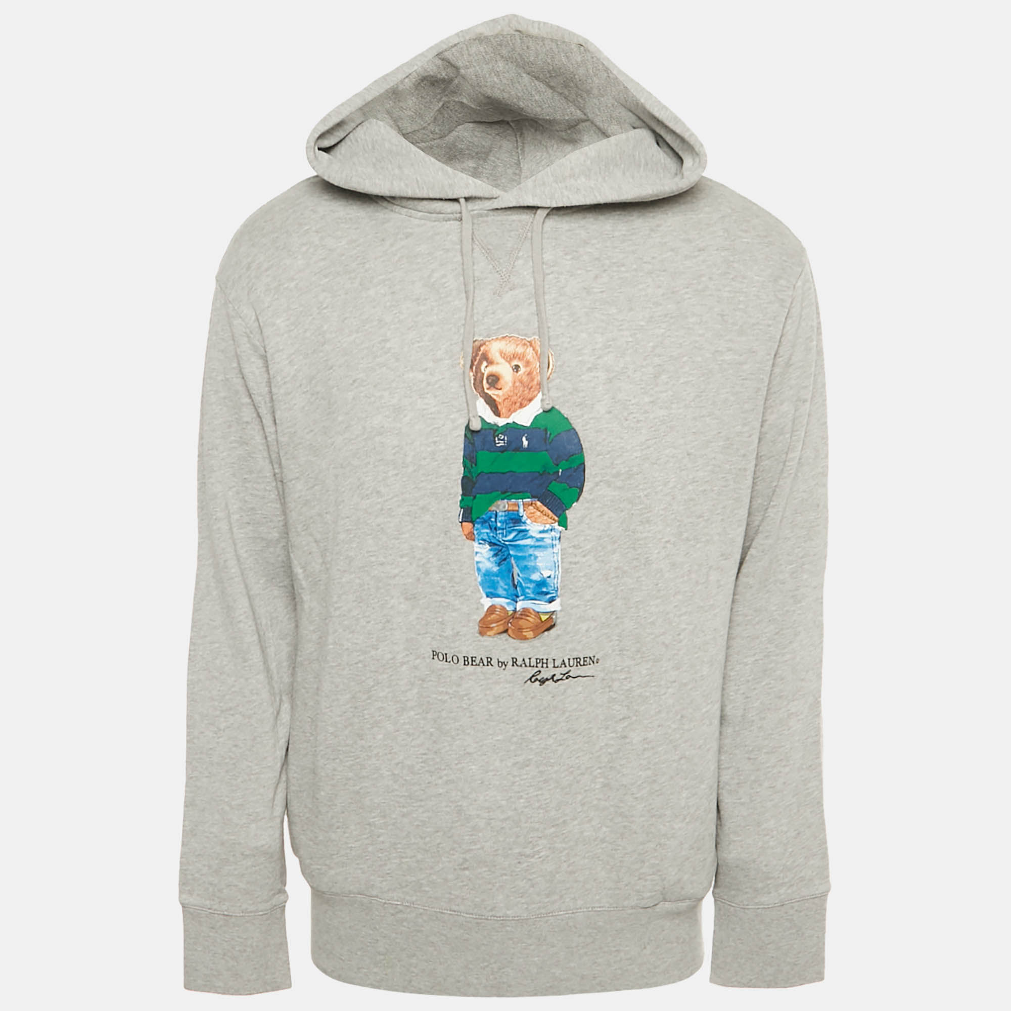 

Polo Ralph Lauren Grey Polo Bear Print Cotton Hoodie L