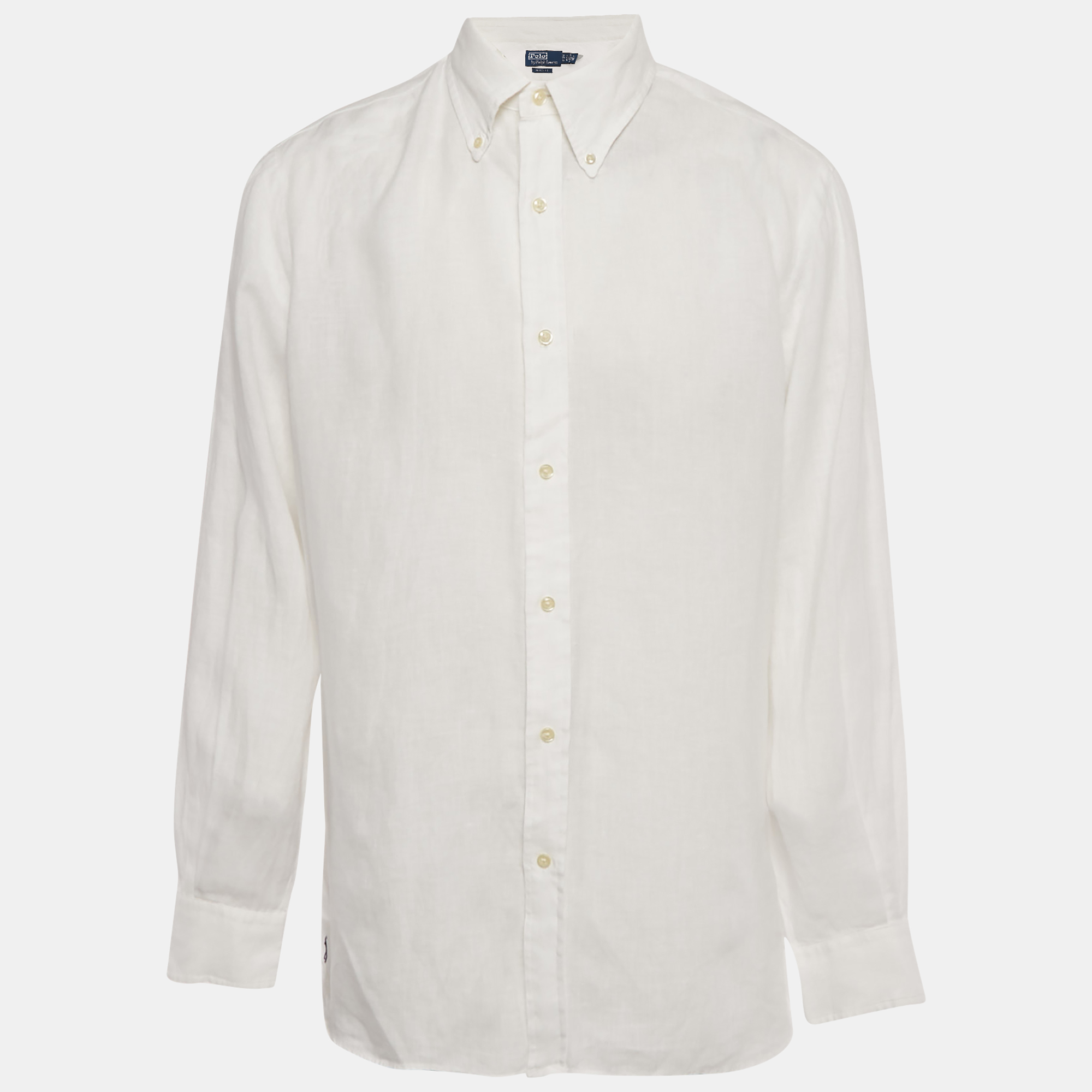 

Polo Ralph Lauren White Logo Embroidered Linen Shirt XL