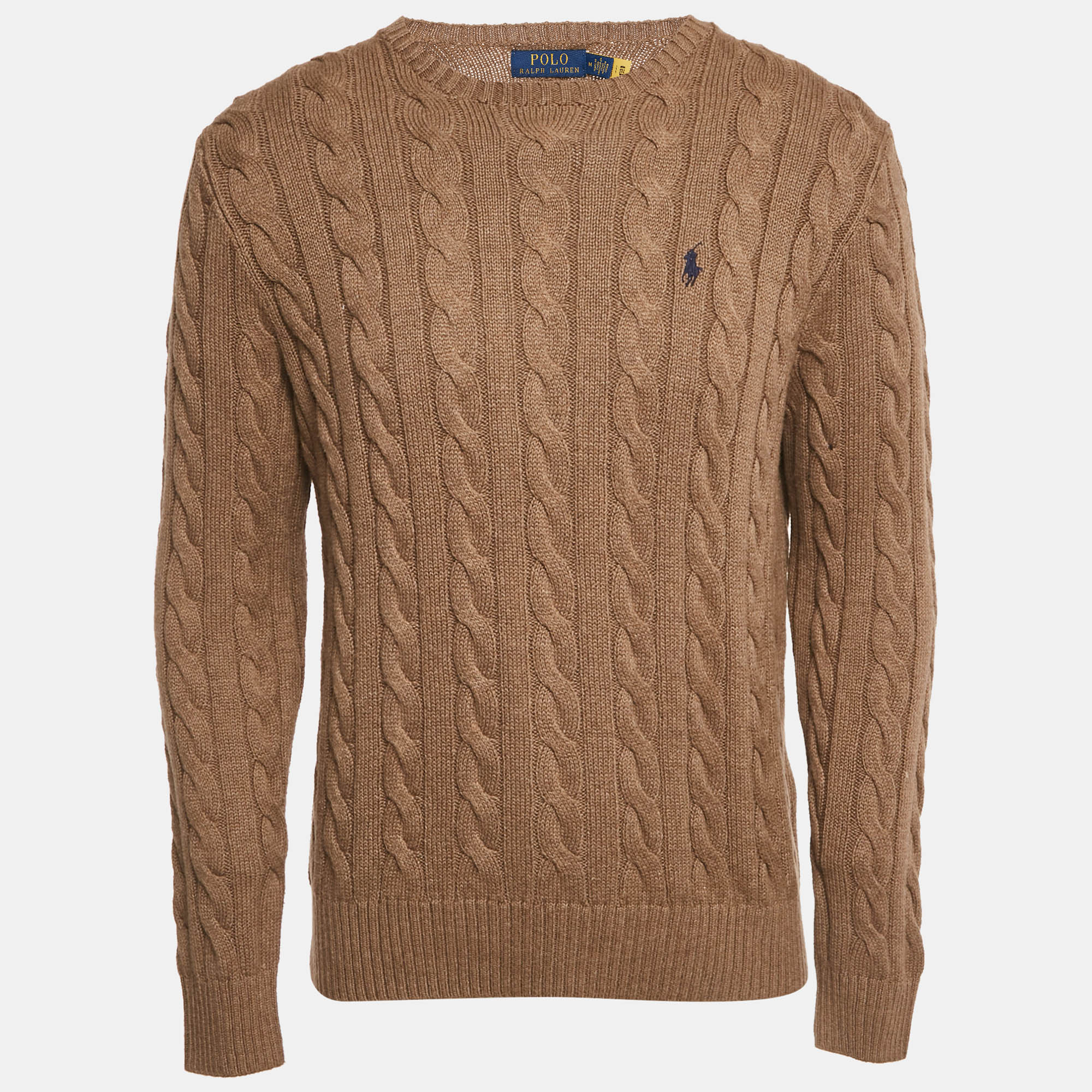 Click to view more detailed imagery on our partner's website Pre-owned Polo Ralph Lauren Brown Cable Knit Crewneck Sweater L