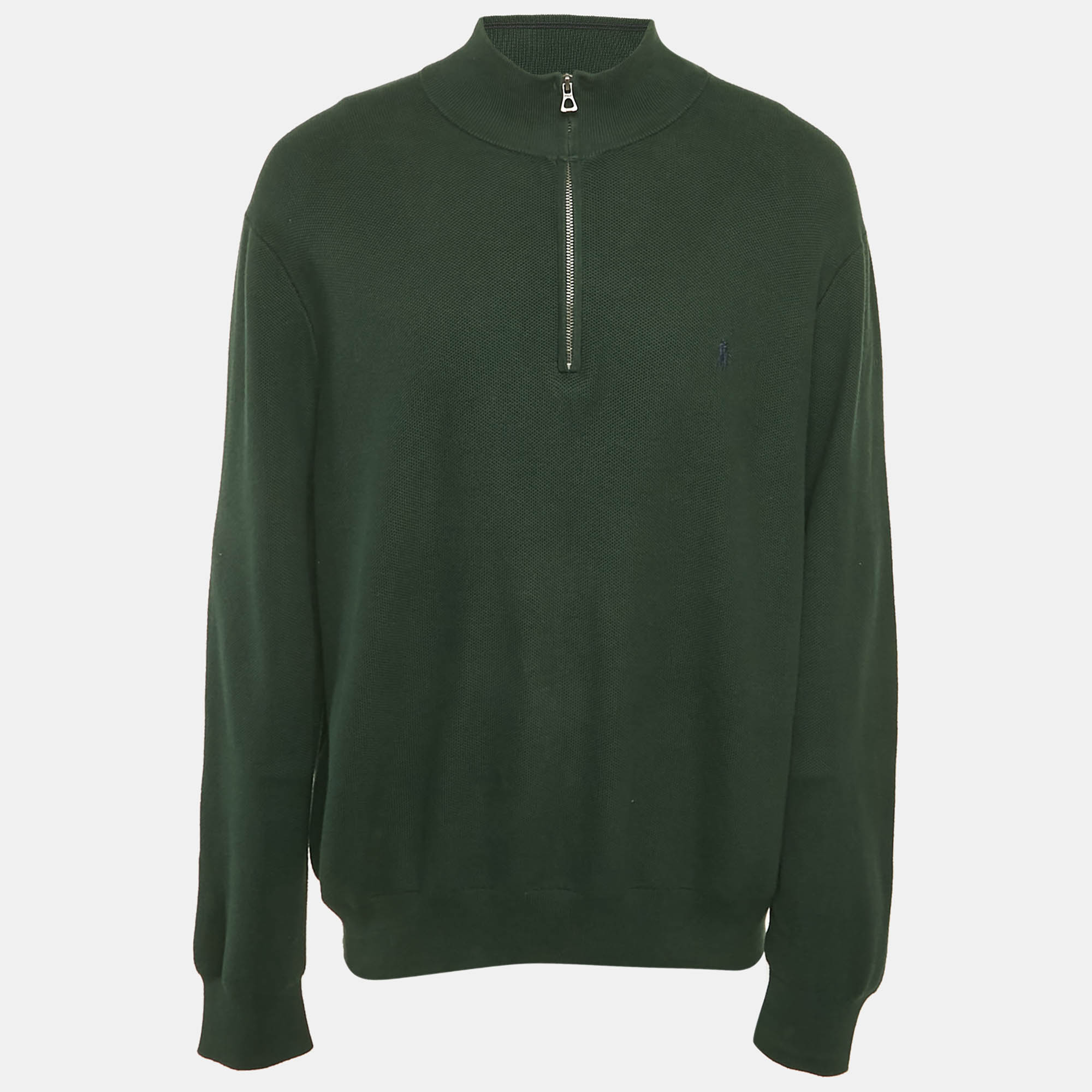 

Polo Ralph Lauren Green Cotton Knit Half Zip Sweatshirt