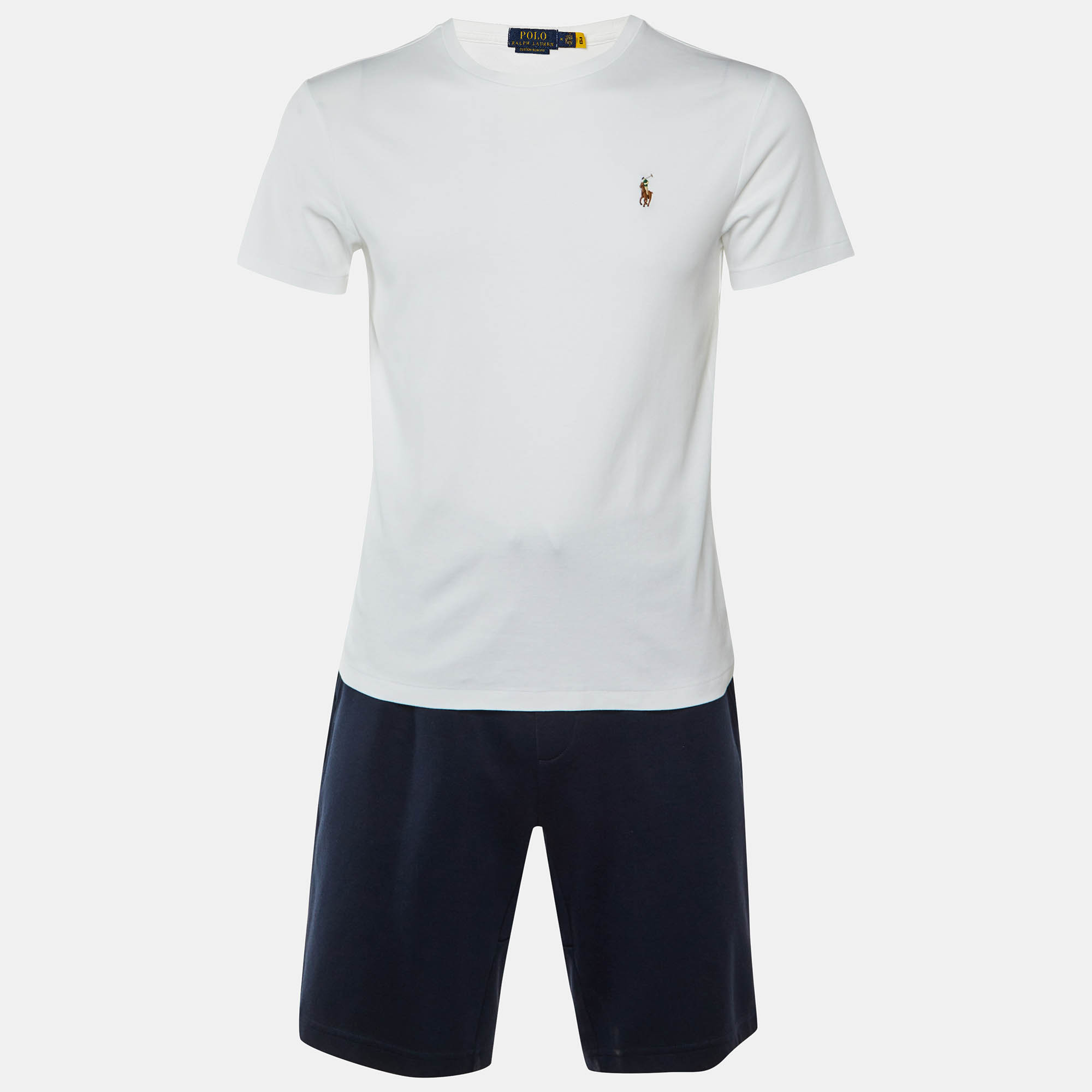 

Polo Ralph Lauren White/Navy Blue Cotton T-Shirt & Shorts Set M