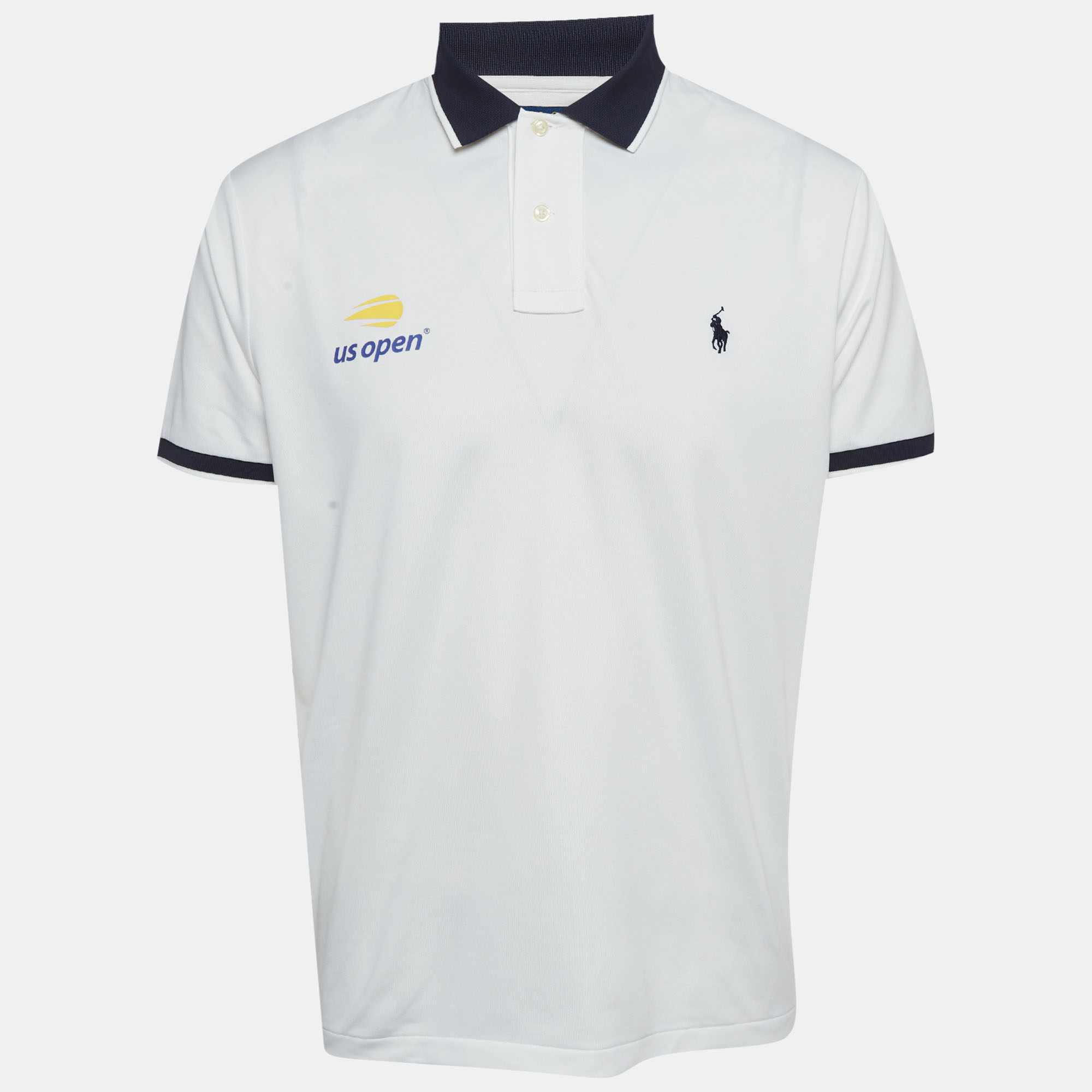 

Polo Ralph Lauren White Jersey US Open Slim Fit Polo T-Shirt L