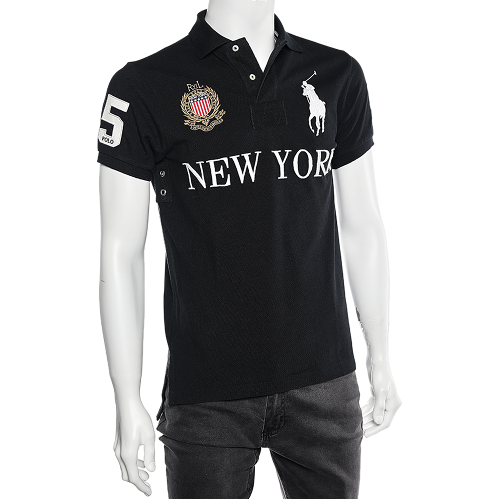 

Polo Ralph Lauren Navy Blue Cotton Pique Summer Classic Slim Fit Polo T-Shirt, Black
