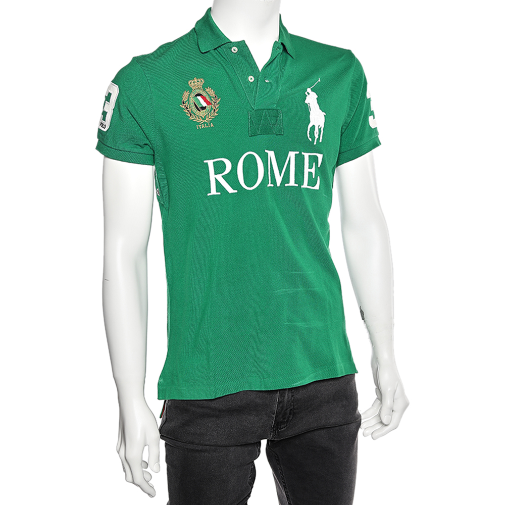 

Polo Ralph Lauren Green Cotton Pique Summer Classic Slim Fit Polo T-Shirt