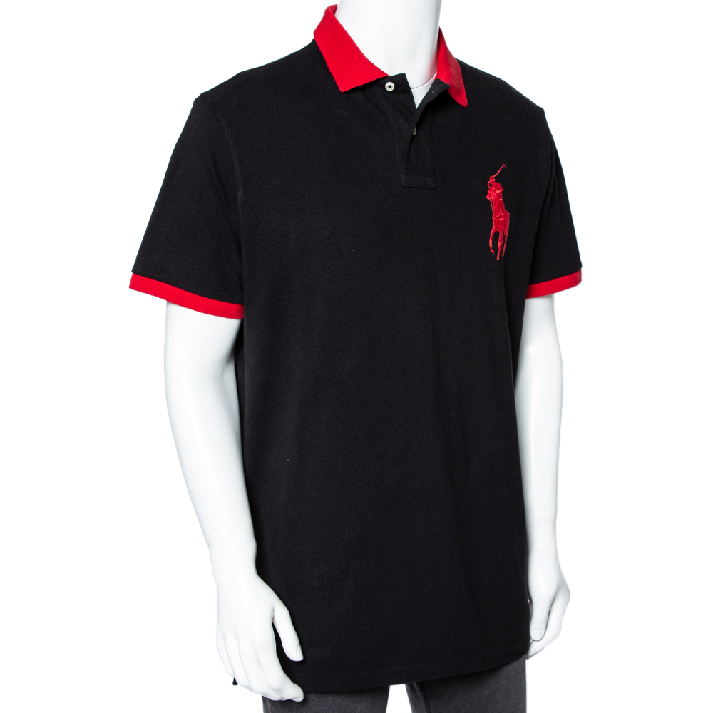 

Polo Ralph Lauren Black Cotton Pique Custom Slim Fit Polo T-Shirt