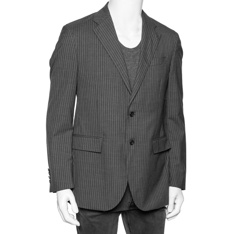 

Polo Ralph Lauren Grey Pinstriped Wool Single Breasted Blazer