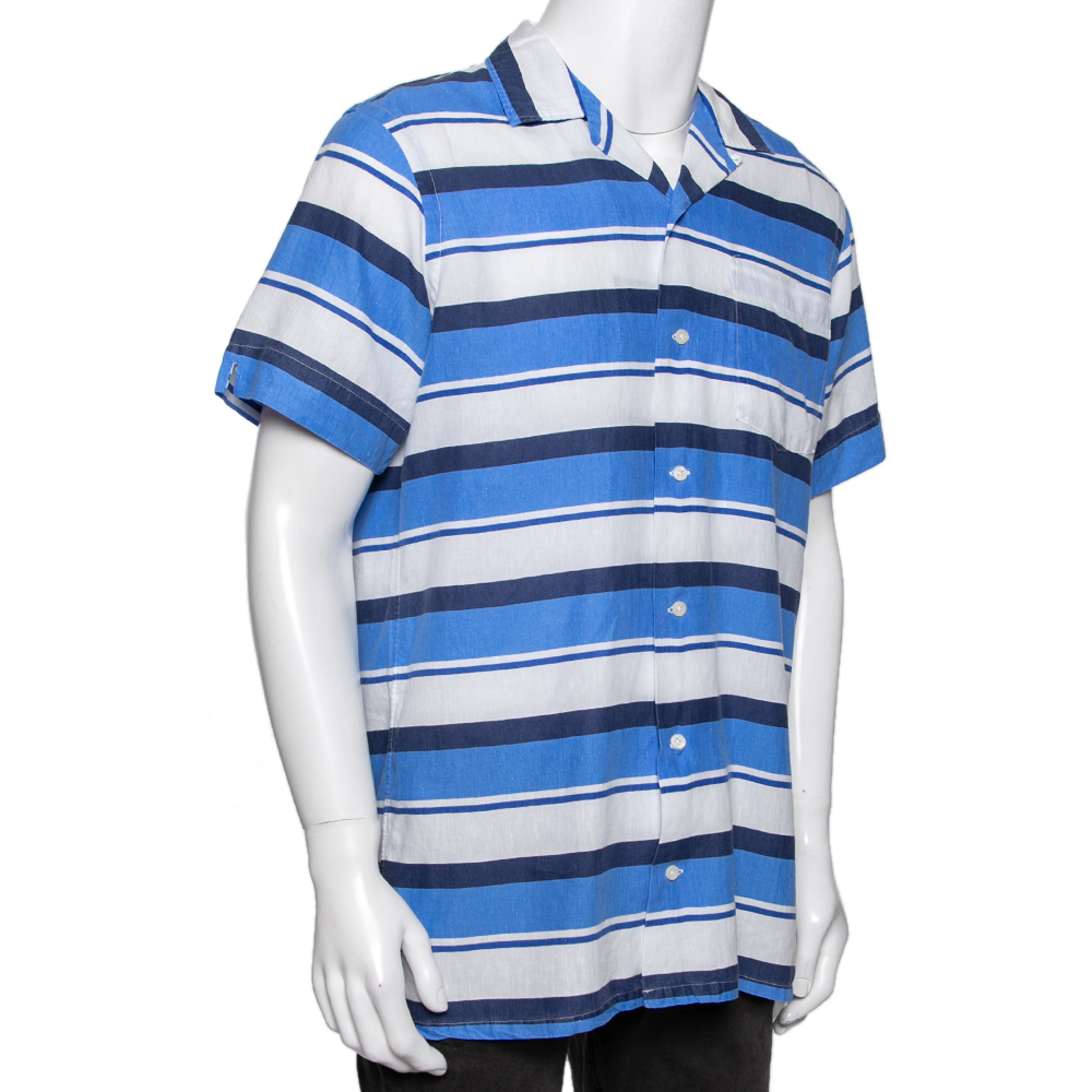 

Polo Ralph Lauren Blue & White Striped Button Front Short Sleeve Shirt