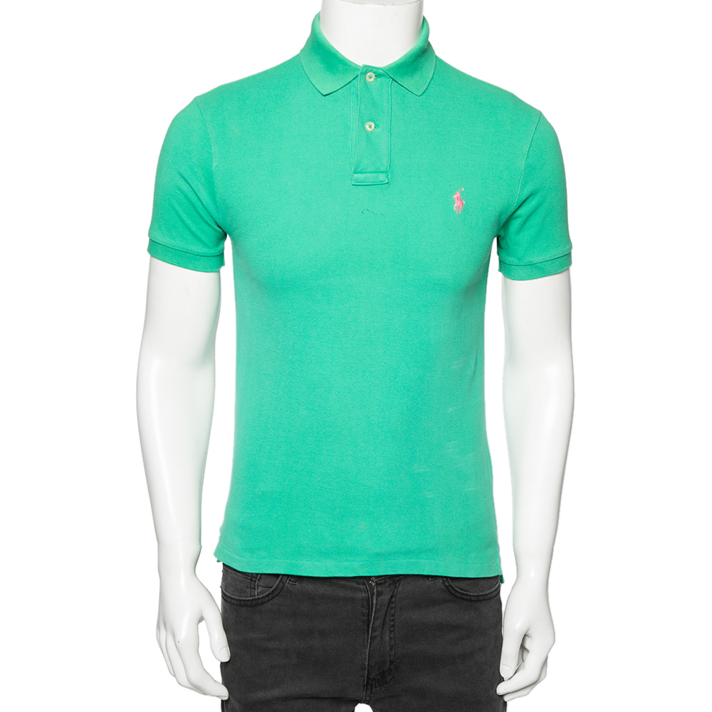 Pre-owned Polo Ralph Lauren Green Cotton Polo T-shirt S