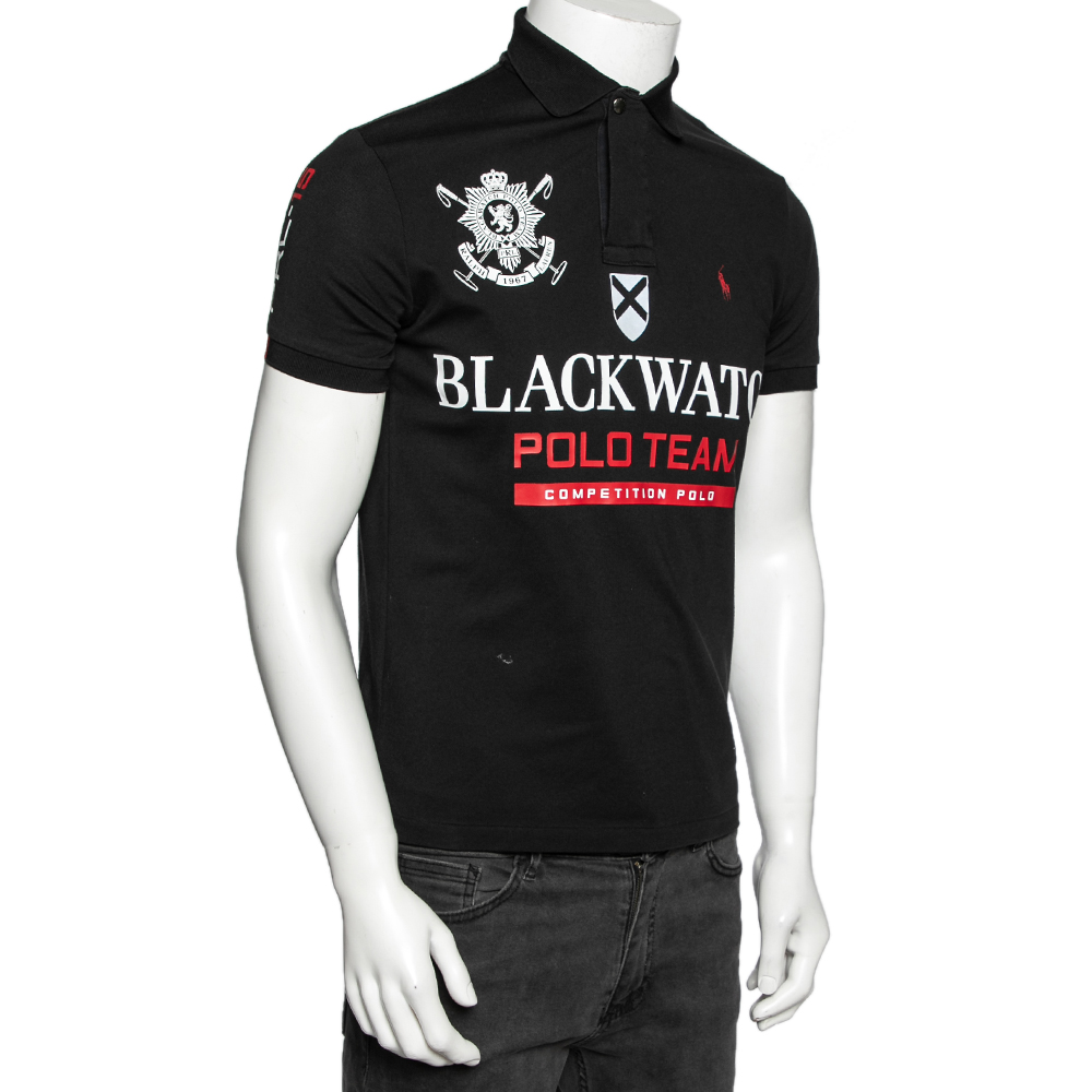 

Polo Ralph Lauren Black Cotton Black Watch Printed Polo T-Shirt