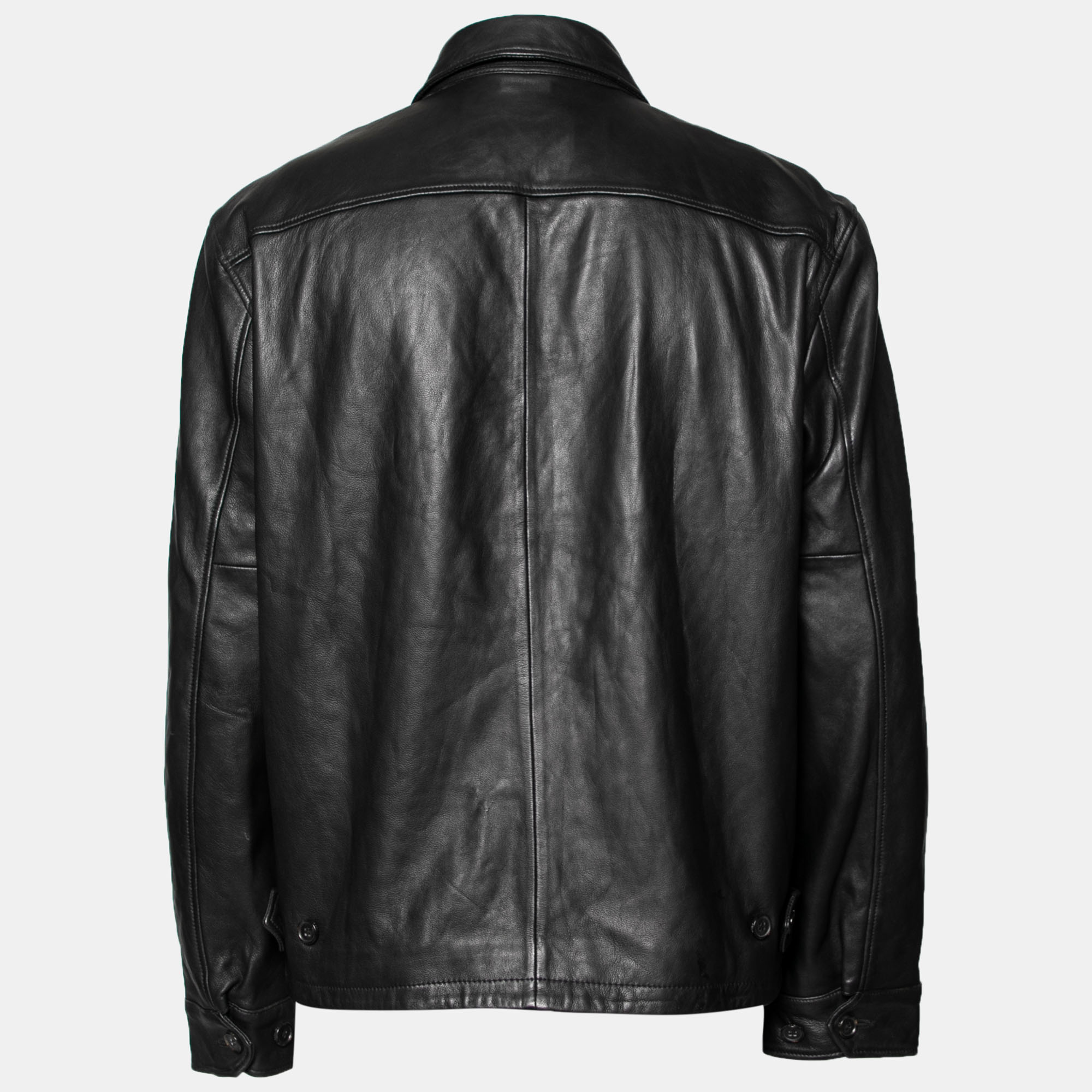 

Polo Ralph Lauren Black Leather Zip Front Long Sleeve Jacket