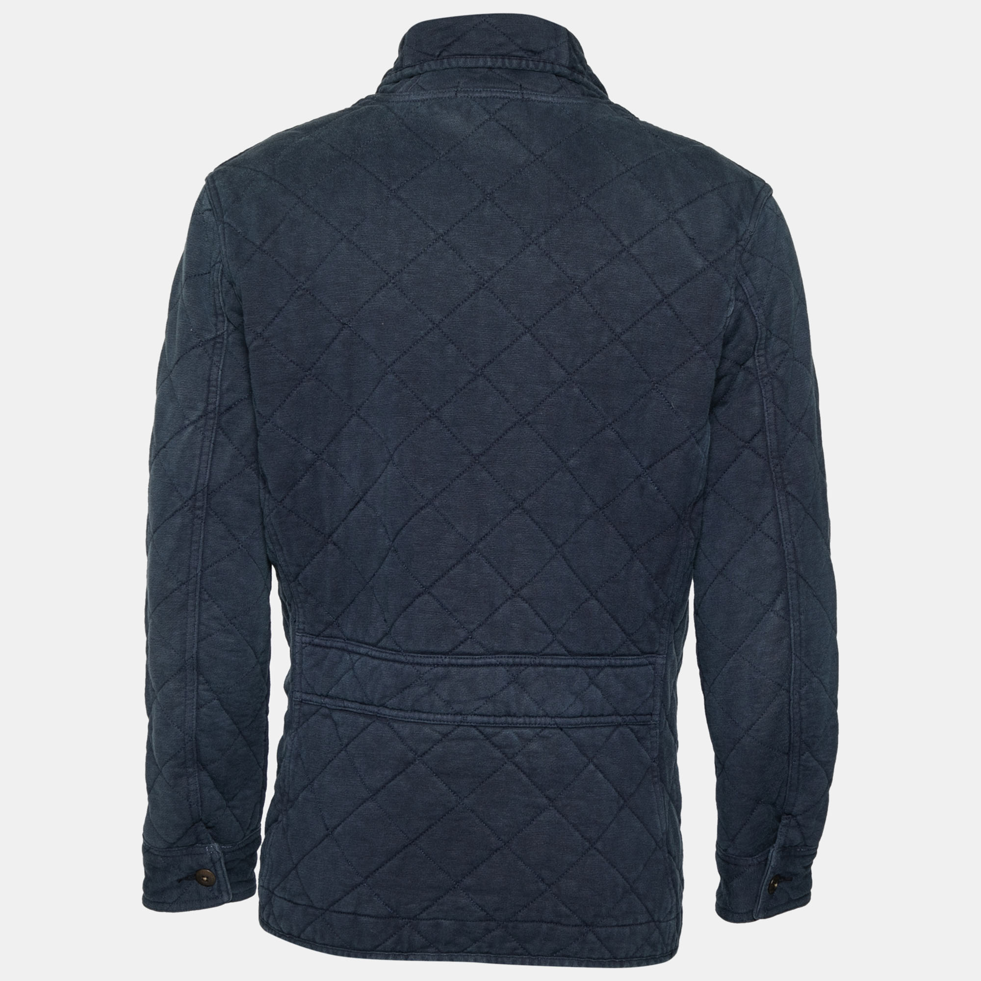 

Polo Ralph Lauren Navy Blue Quilted Cotton Terry Cardigan Jacket