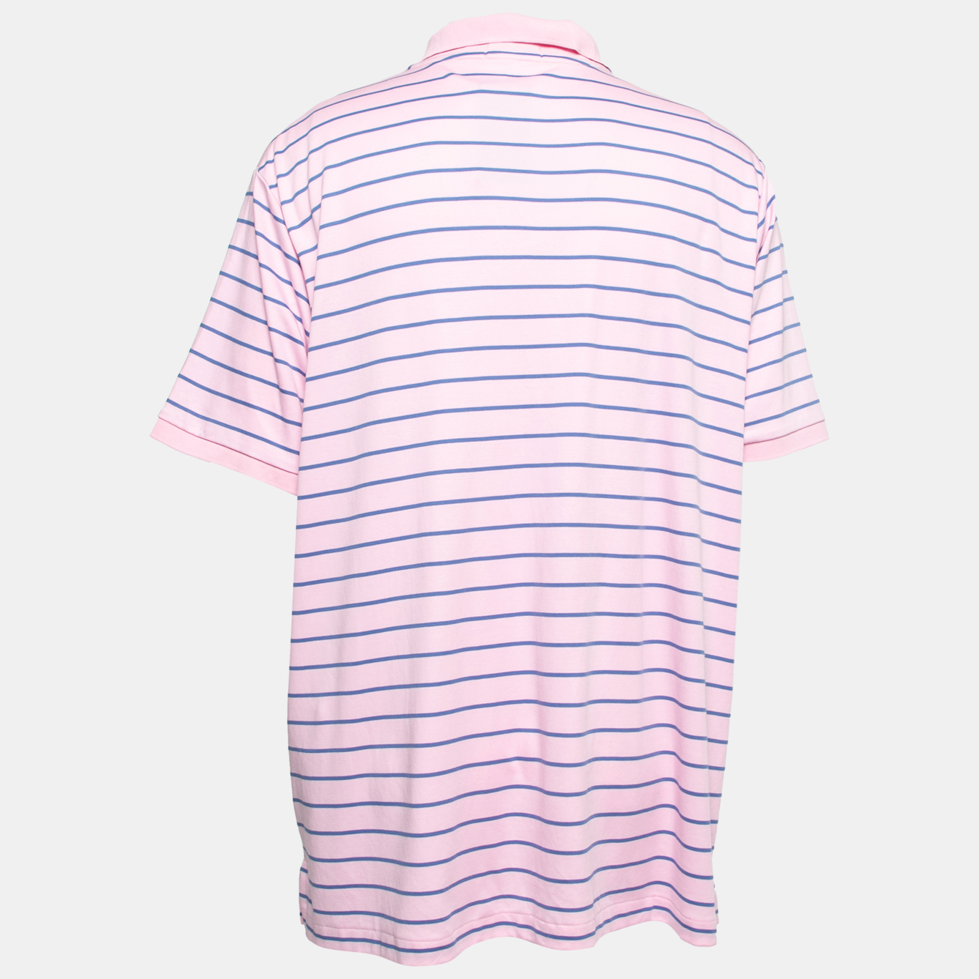 

Polo Ralph Lauren Pink and Blue Striped Cotton Polo T-Shirt