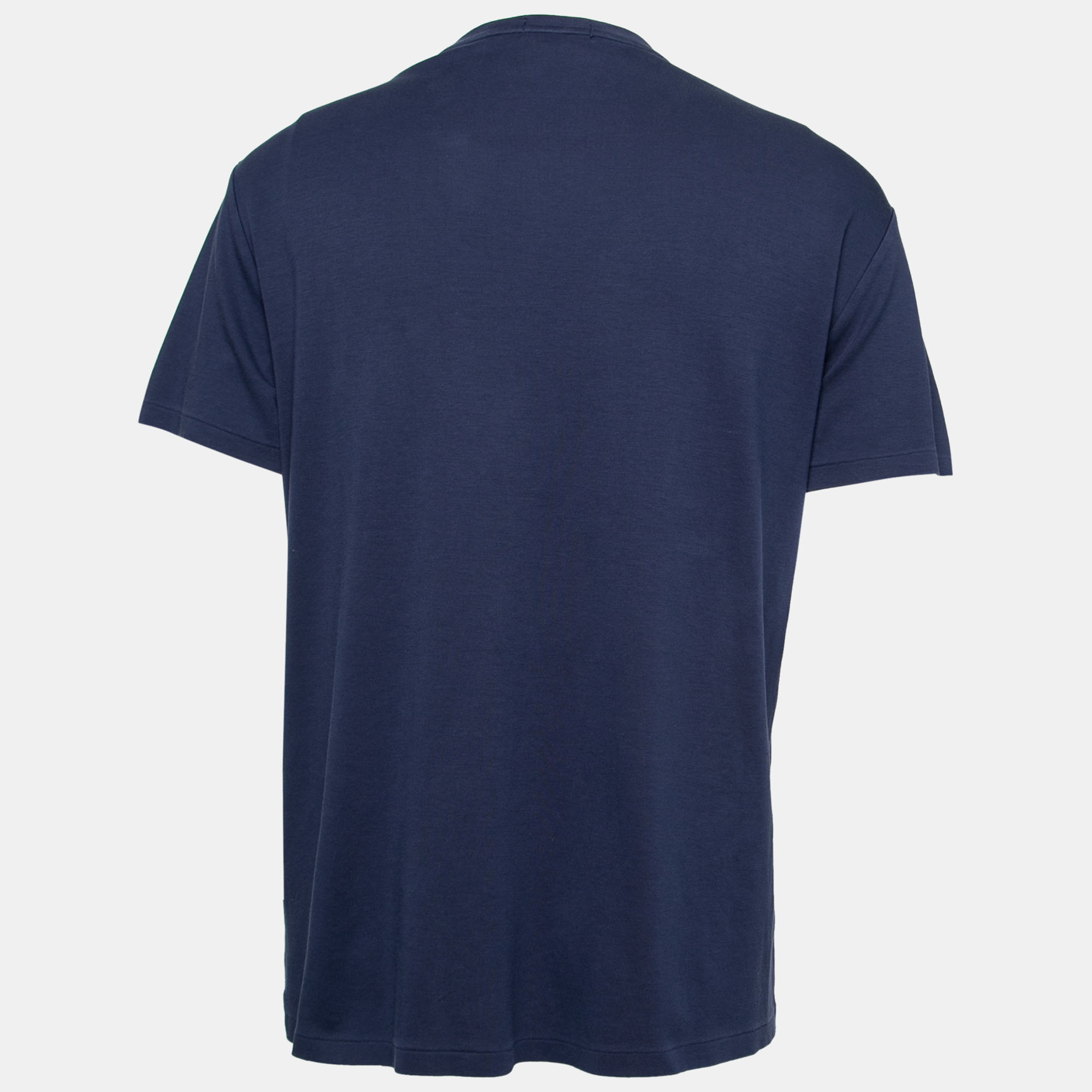 

Polo Ralph Lauren Navy Blue Cotton Custom Slim Fit T-Shirt
