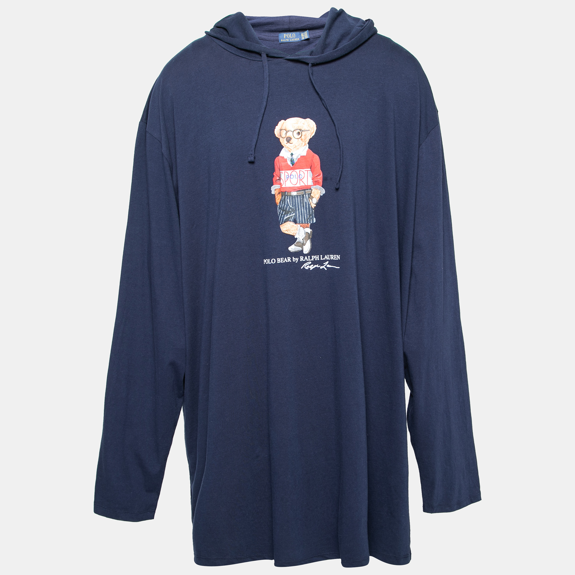 Pre-owned Polo Ralph Lauren Navy Blue Cotton Bear Printed Hoodie 4xl
