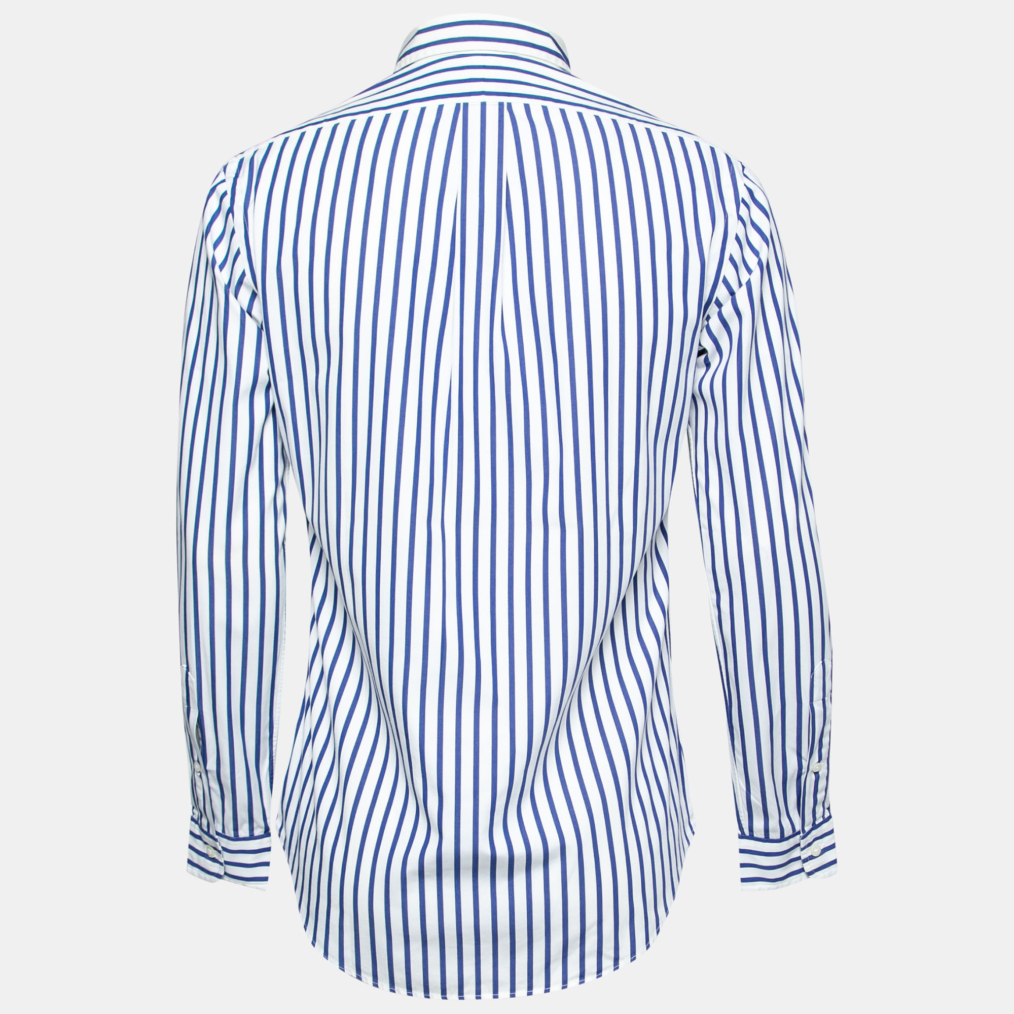 

Polo Ralph Lauren White and Blue Striped Cotton Long Sleeve Shirt
